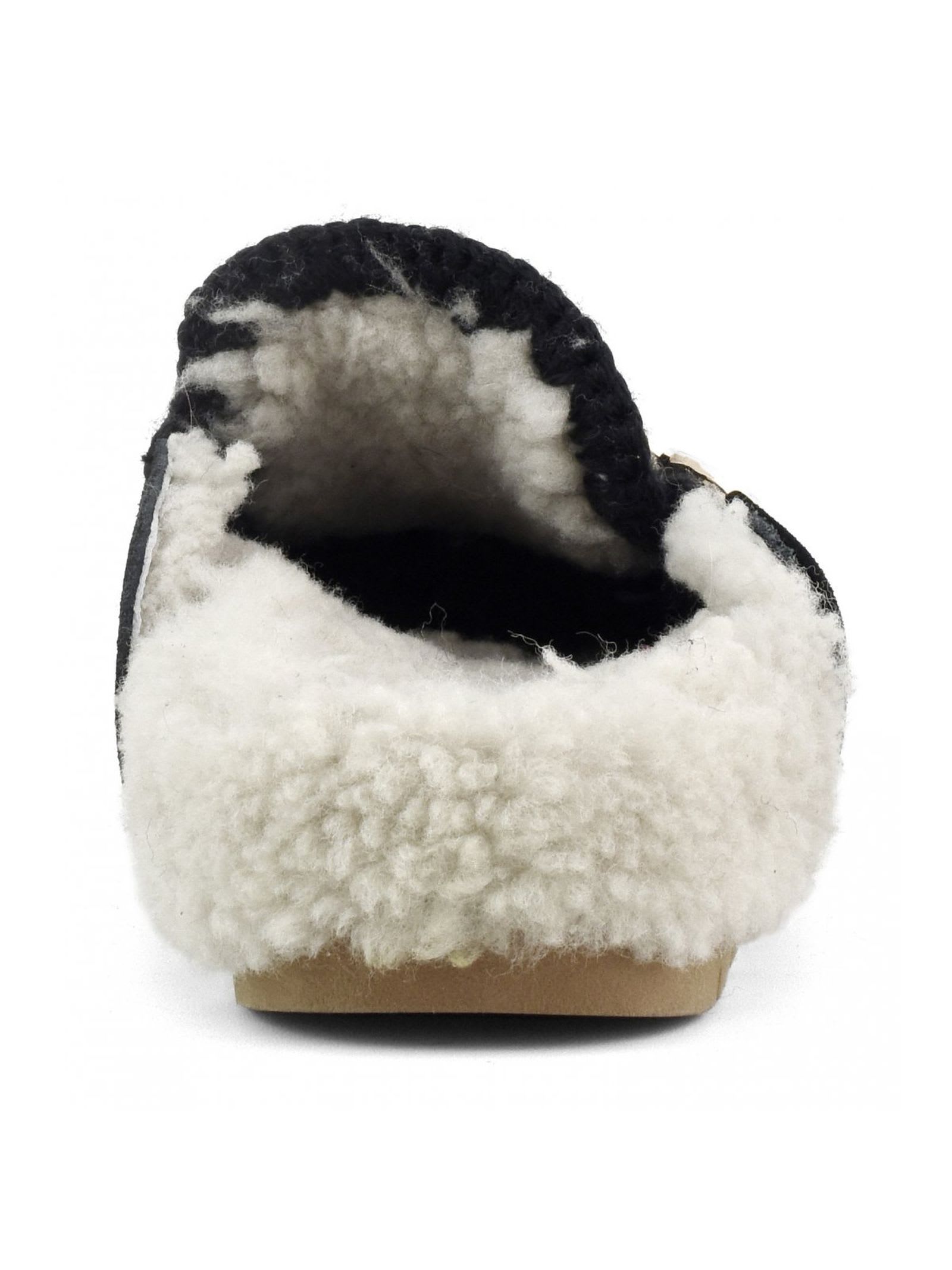 Mou Winter Bio Slide Slipper-mule In Black Suede In Nero