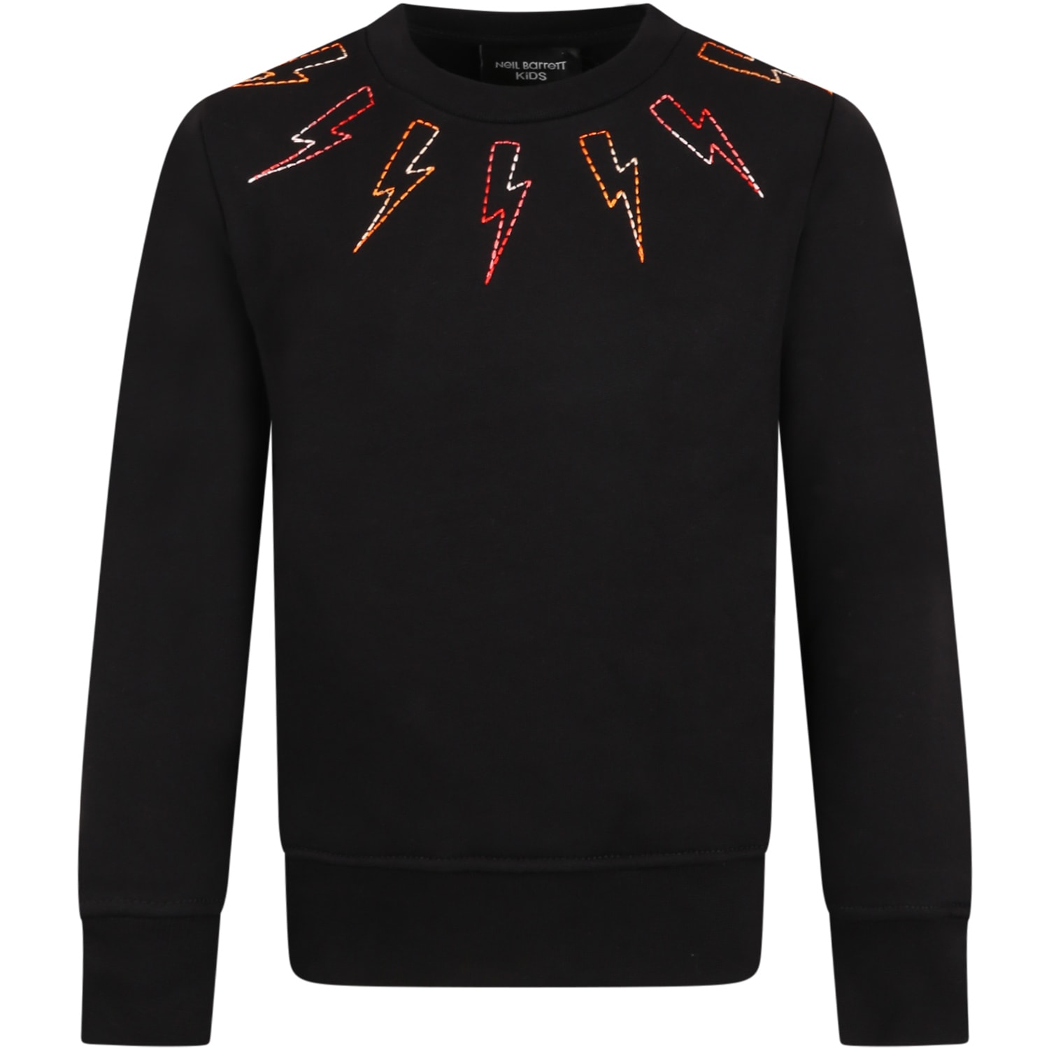 Neil Barrett Black Sweatshirt For Boy With White Lightning Bolts