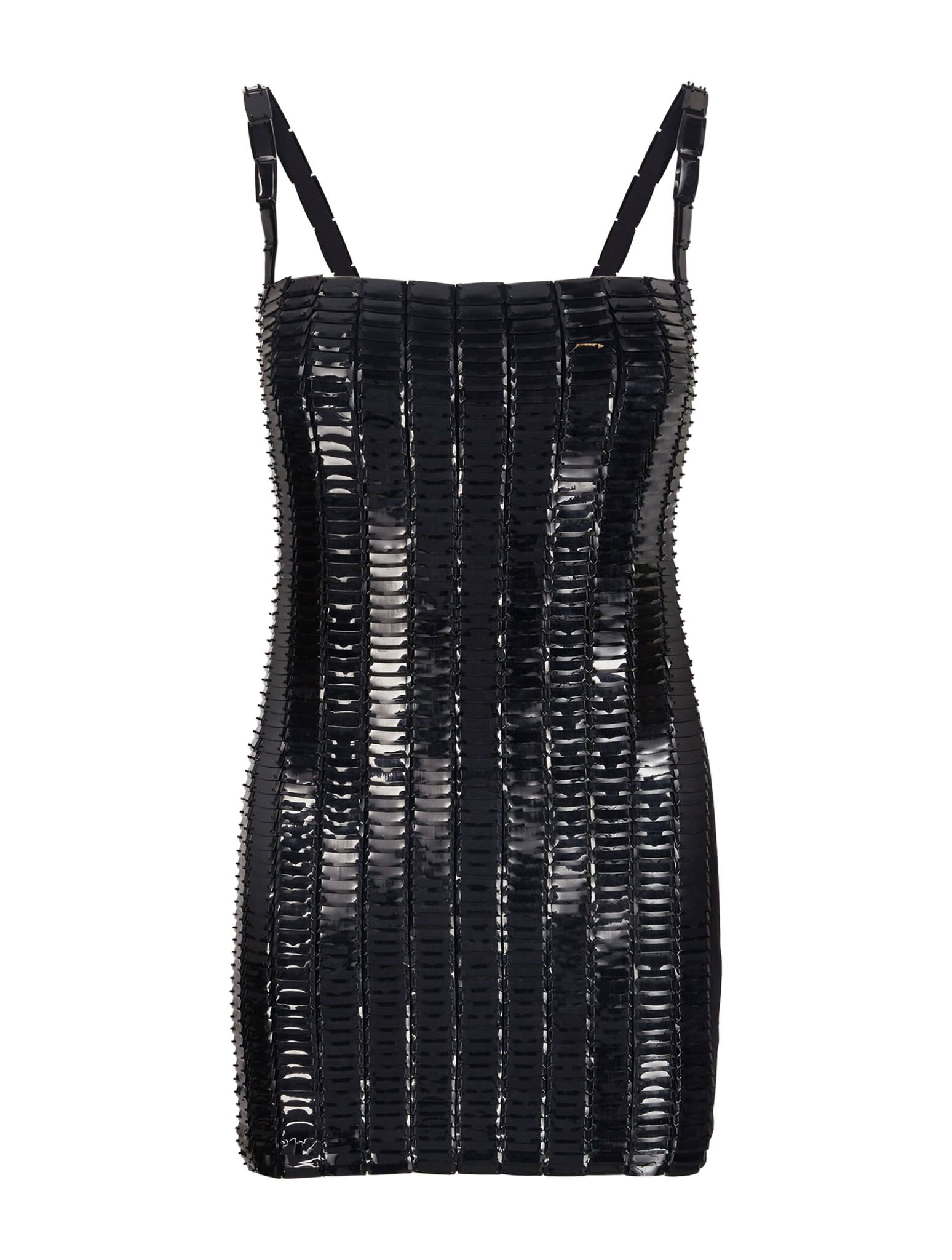 Attico Rue Open-back Embellished Jersey Mini Dress In Black