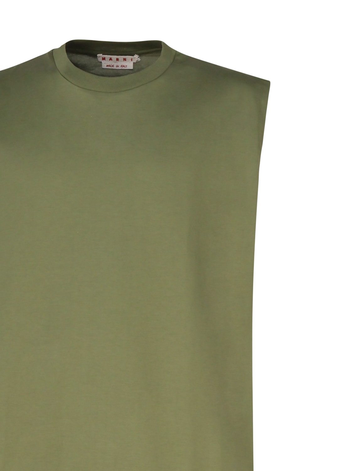 Shop Marni Cotton Sleeveless T-shirt With  Dripping Print In Green