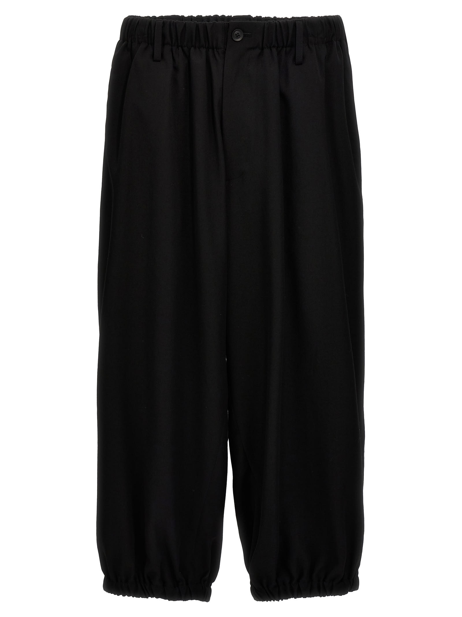 Shop Yohji Yamamoto U-gather Cropped Pants In Black