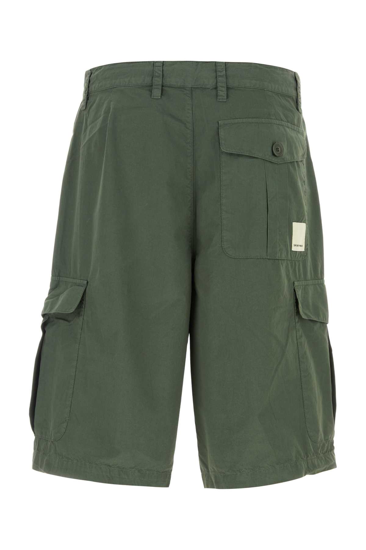 Shop Emporio Armani Dark Green Cotton Bermuda Shorts In 05c1