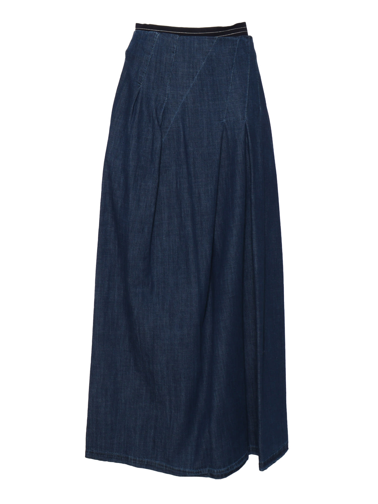 Shop Lorena Antoniazzi Long Denim Skirt In Blue