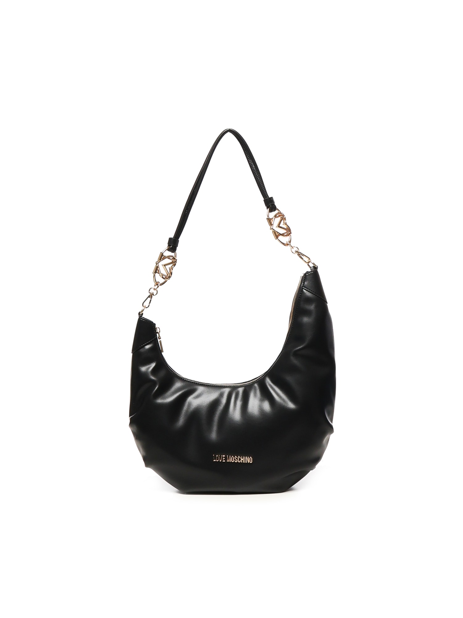 Love Moschino Asymmetrical Hobo Bag In Black
