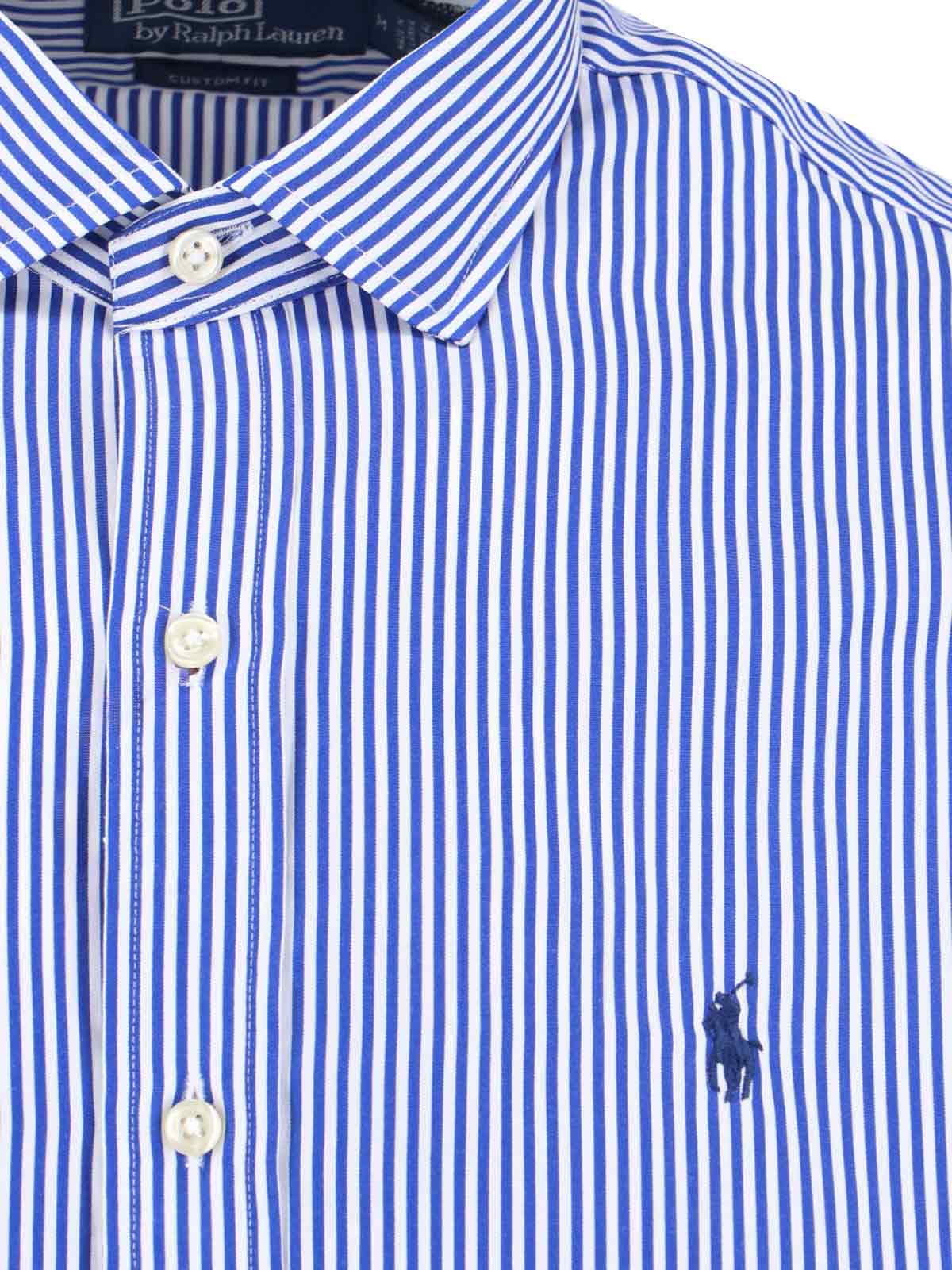 Ralph Lauren Logo Striped Shirt In Blue