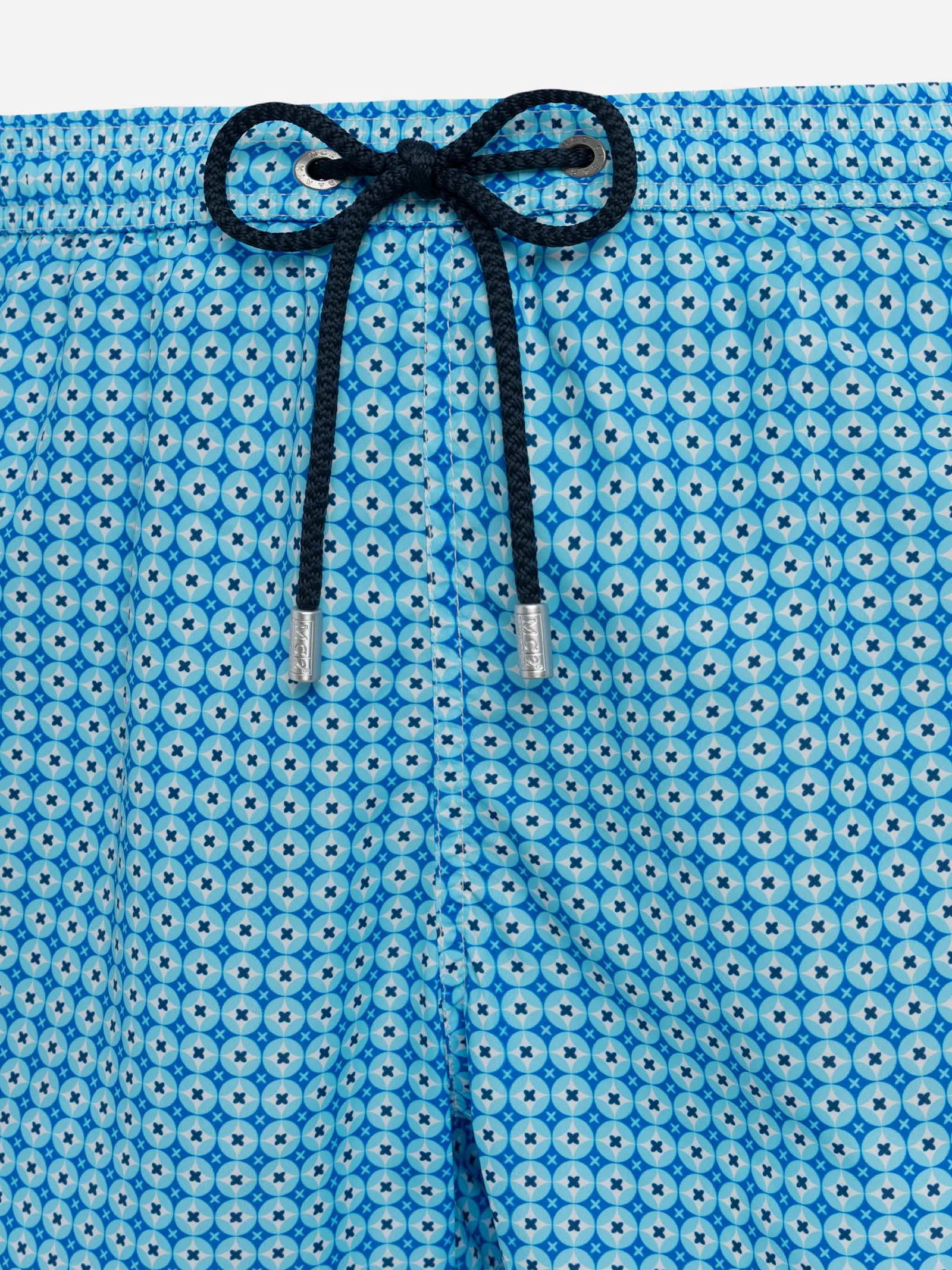Mc2 Saint Barth Lightweight Fabric Swim Shorts Lighting With Sporty Geometric Print In Sky