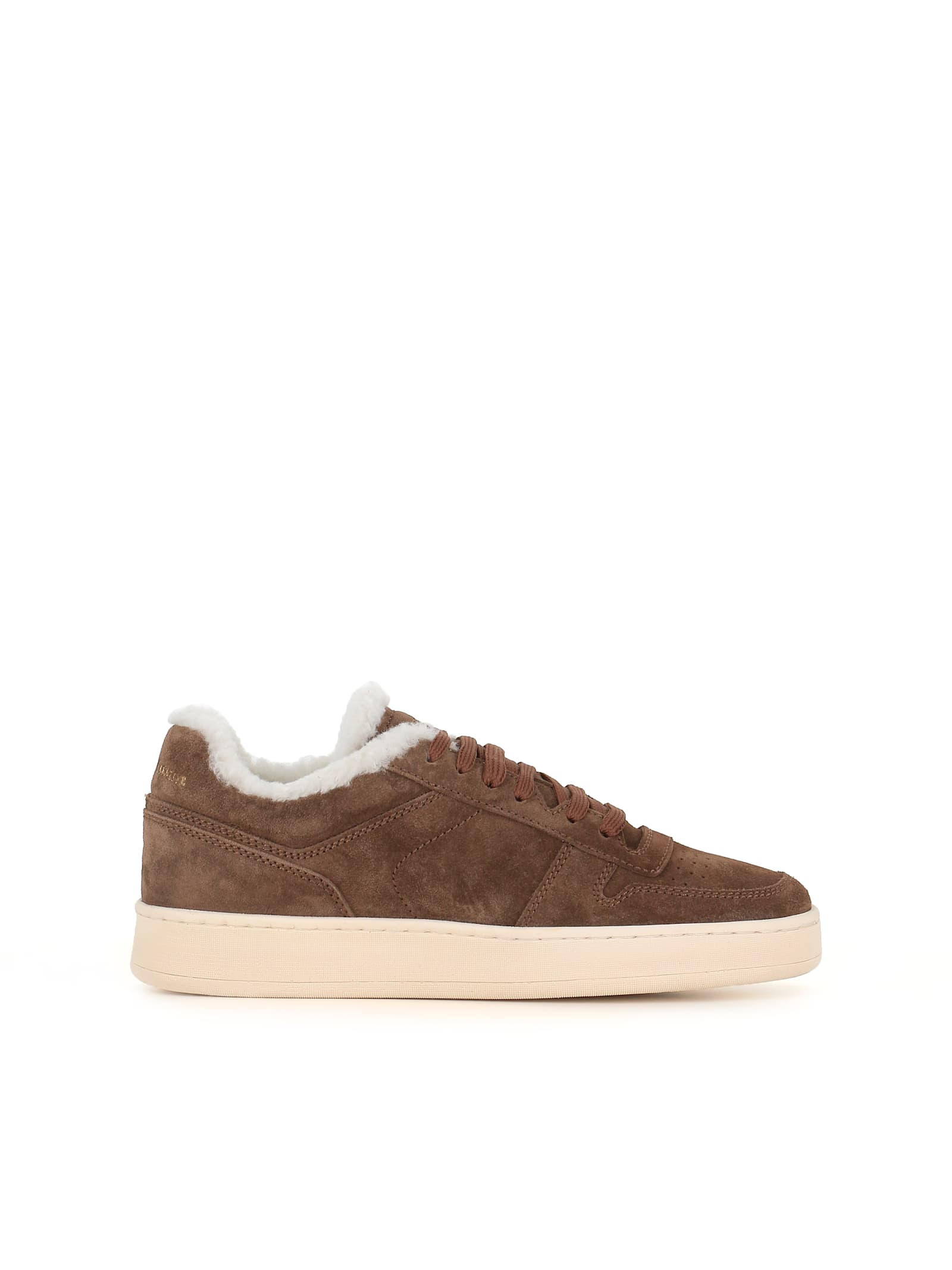 Officine Creative Shearling-lining Suede Sneakers In Brown