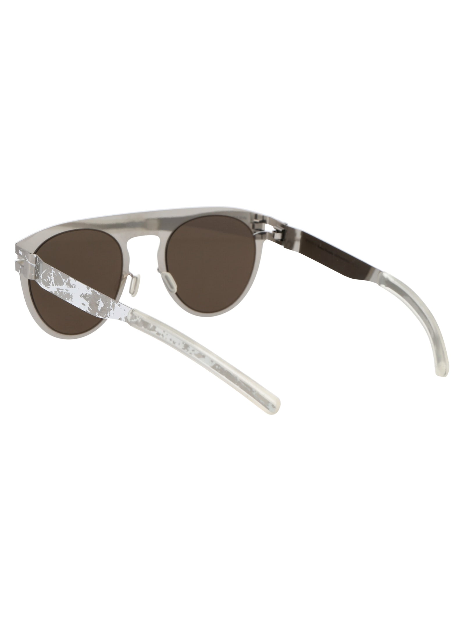 Shop Mykita Mmtransfer004 Sunglasses In 265 Silver White Stone Brown Flash