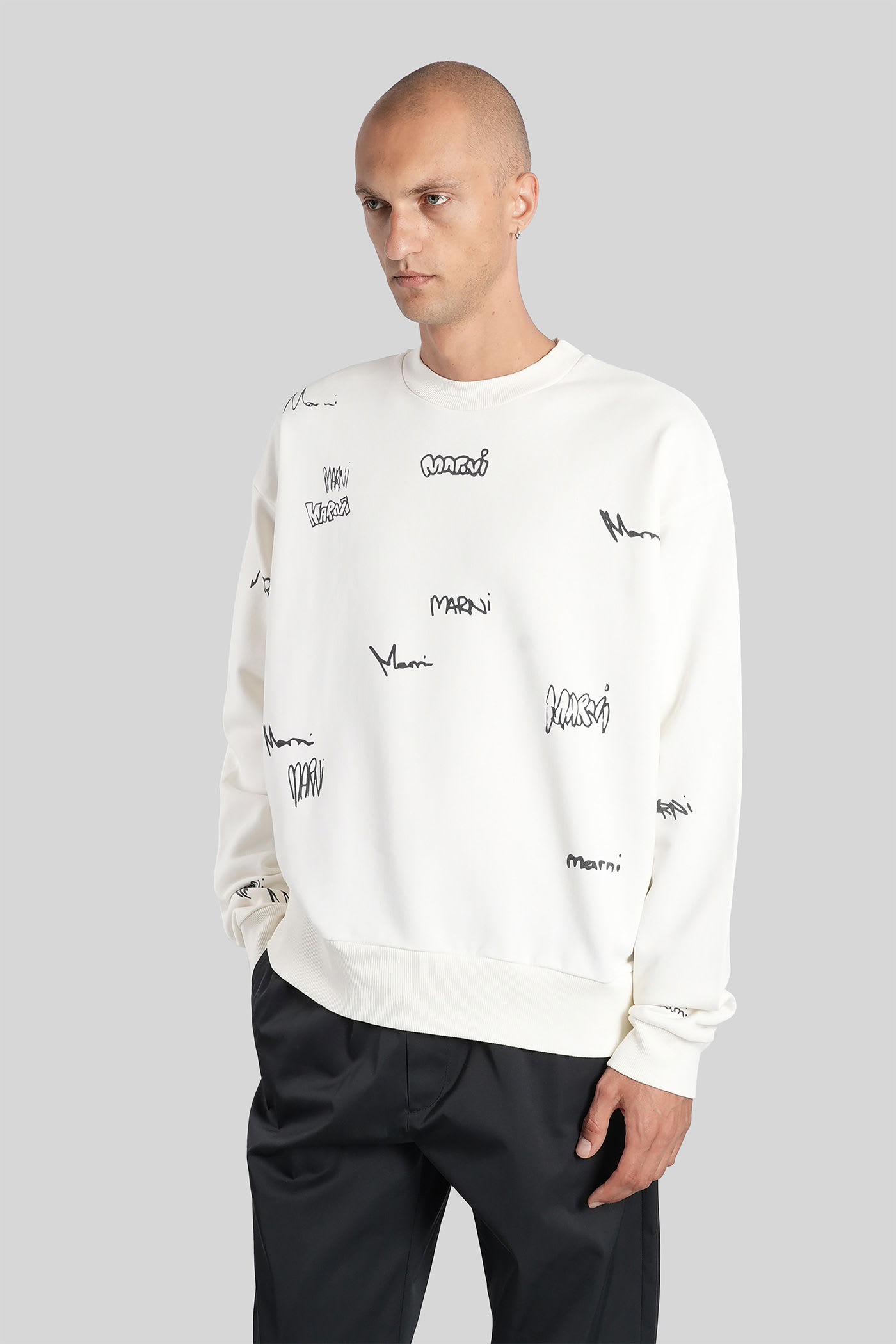 Marni Long Sleeve Crewneck Sweatshirt In Neutral
