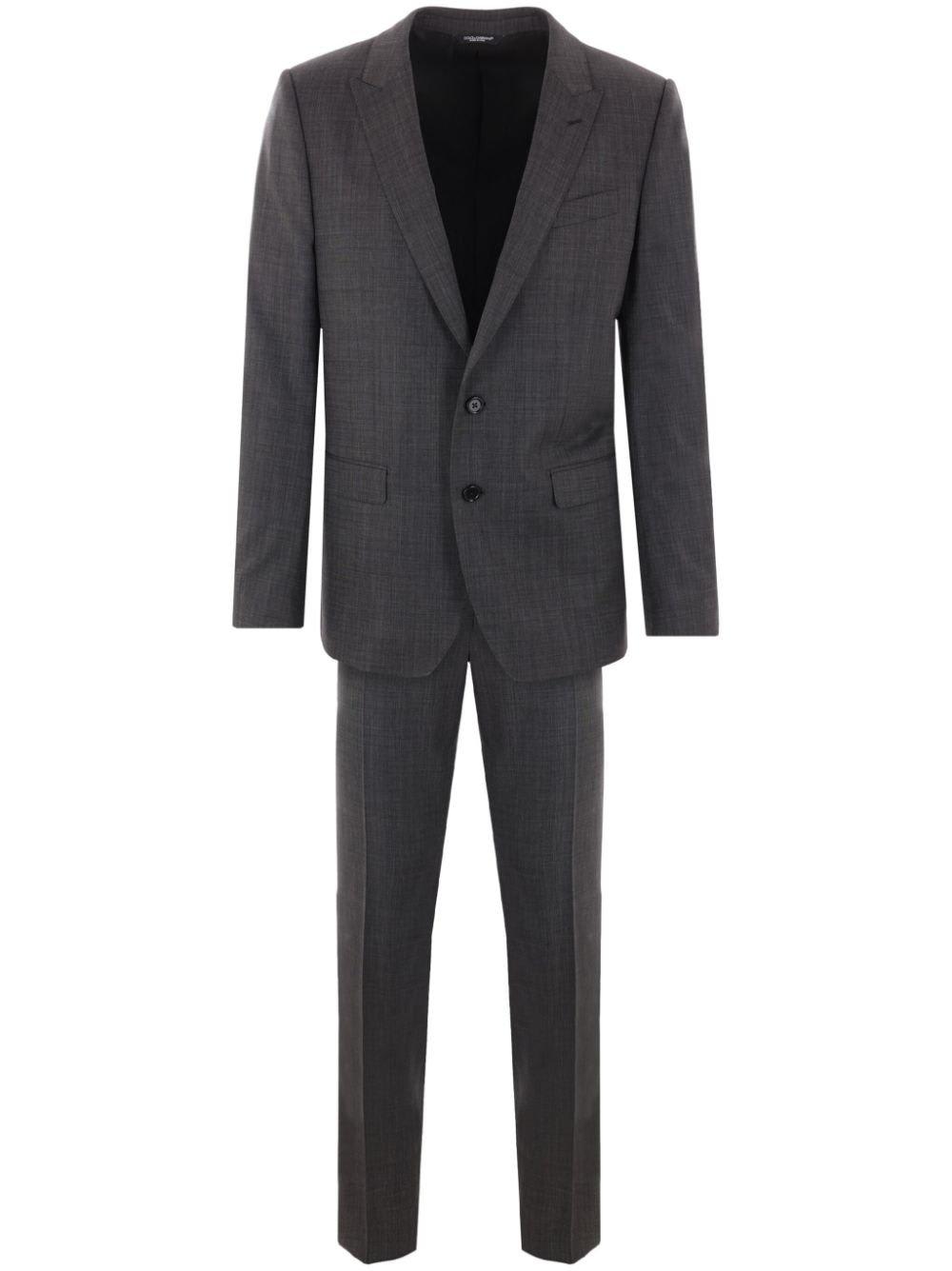 Shop Dolce & Gabbana Single-breasted Pressed Crease Tailored Suit In Grigio