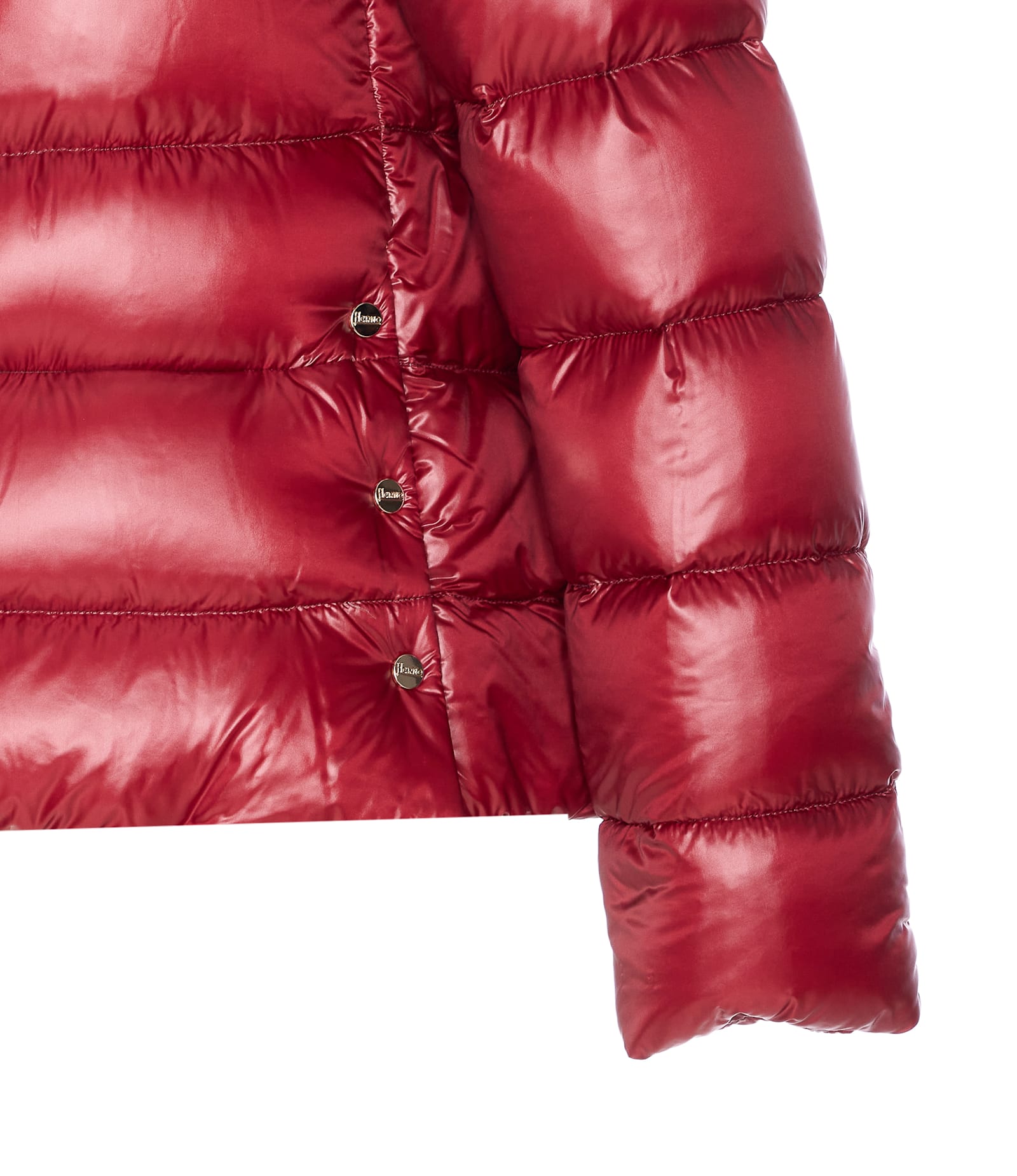 Herno Quilted High Neck Jacket With Lateral Split In Red