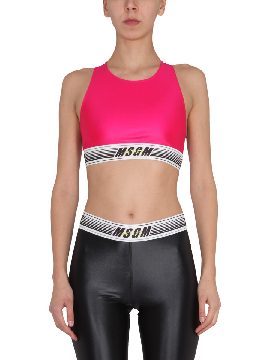Shop Msgm Top Activewear In Fuchsia