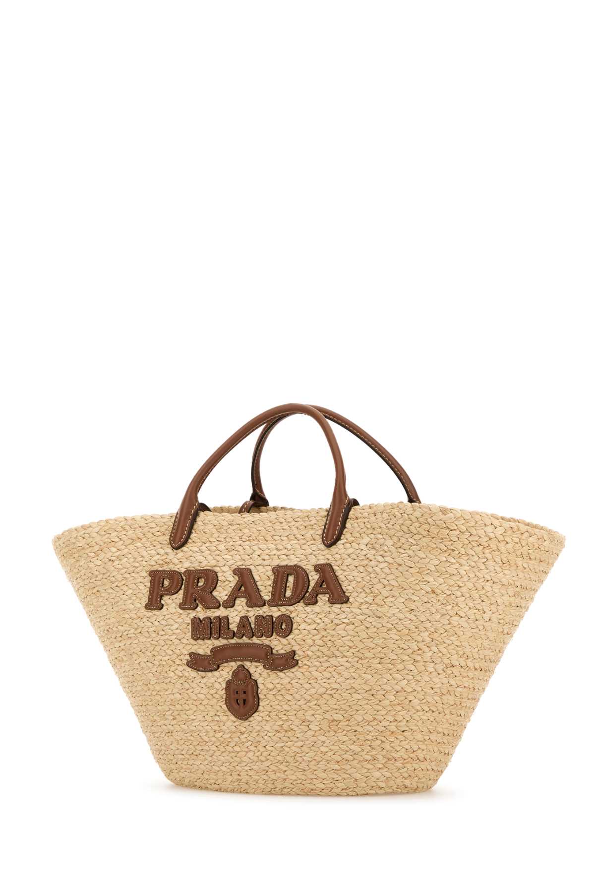 Prada Borsa Shopping Grande In Rafia Donna In Naturalecognac