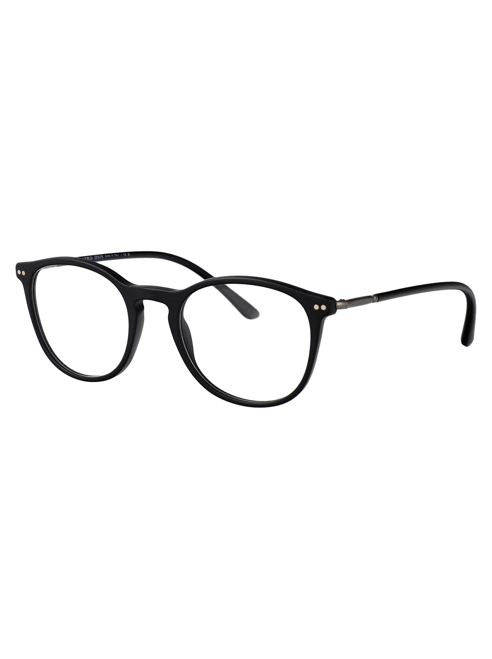Giorgio Armani Matte Black Acetate Glasses In Black