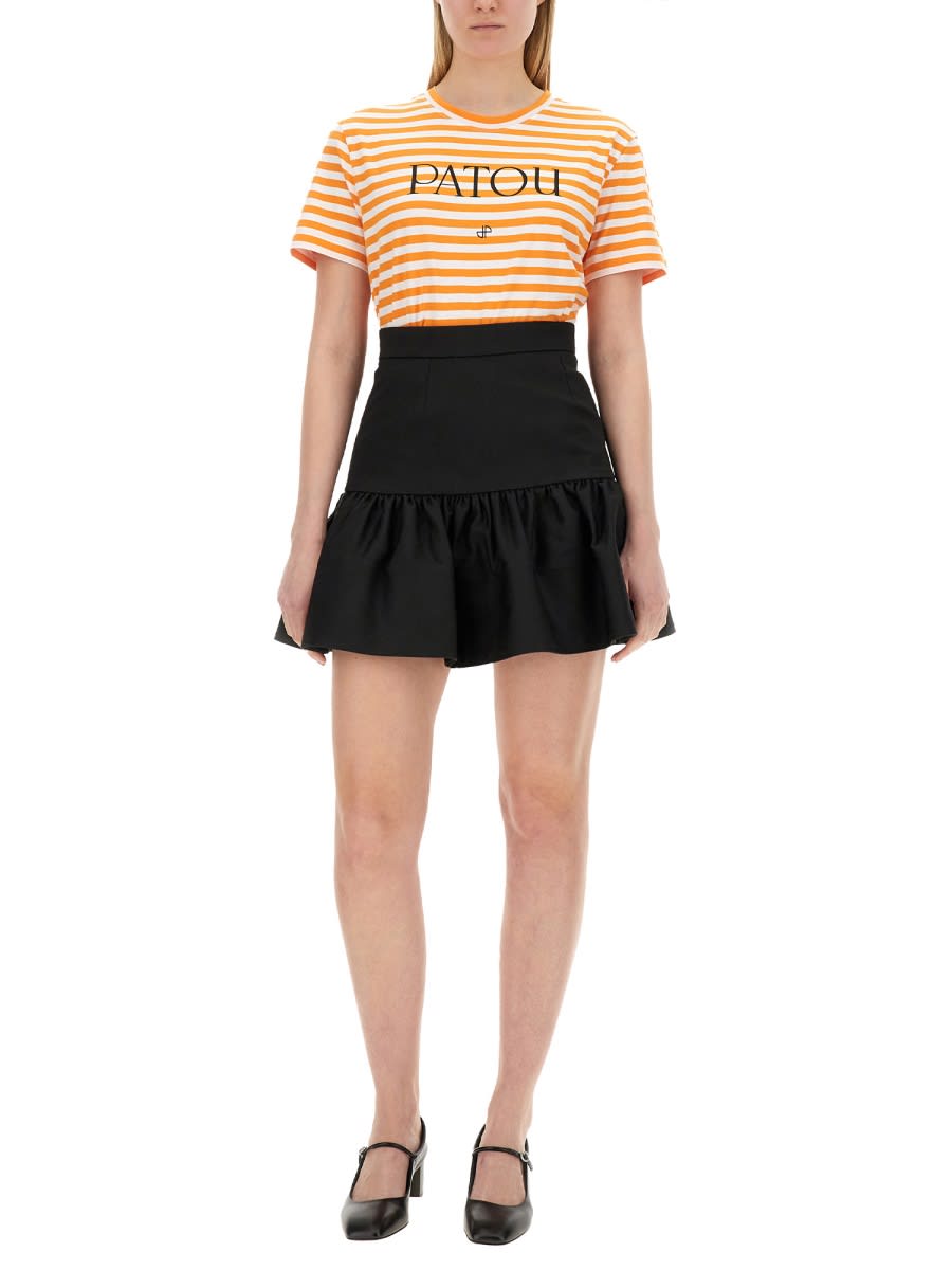 Shop Patou Cotton Mini Skirt In Black