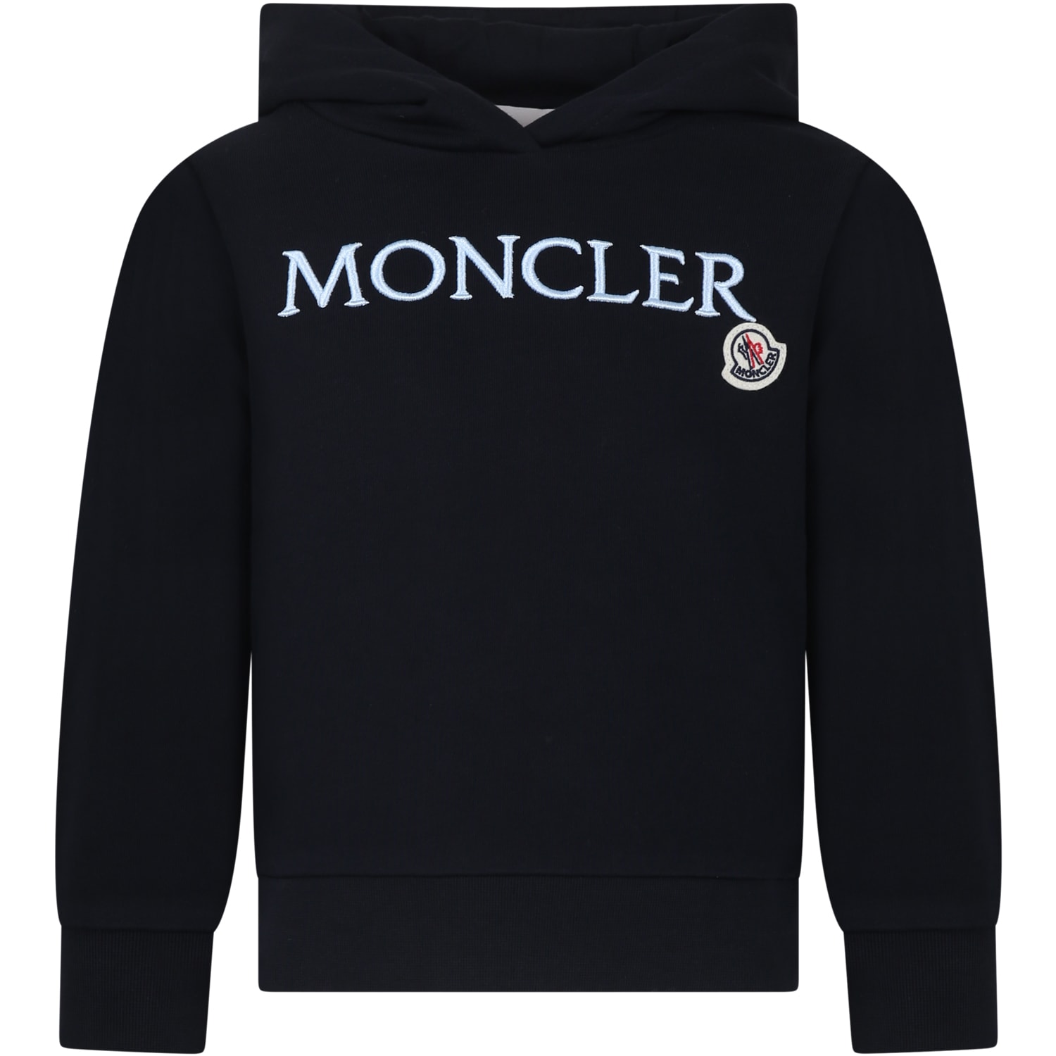 Shop Moncler Blue Sweatshirt For Girl With Logo