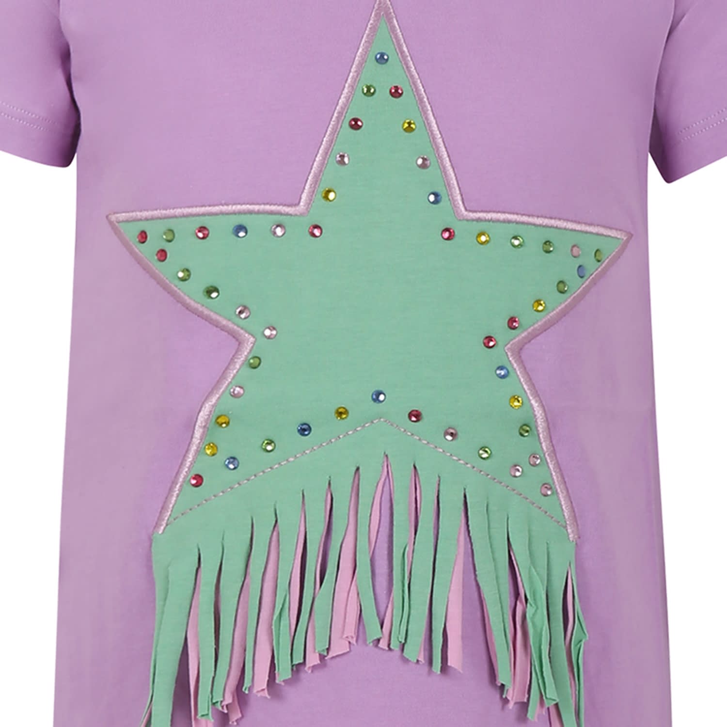 Shop Stella Mccartney Purple Dress For Girl With Star In Violet