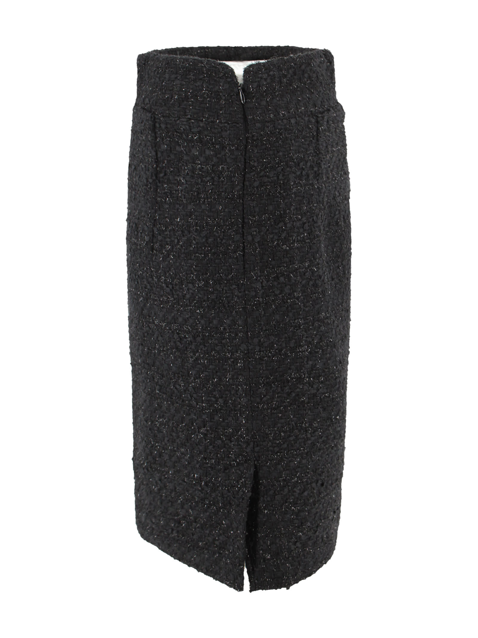 Tagliatore Black Tweed Pencil Skirt With Lurex Yarn. In Black