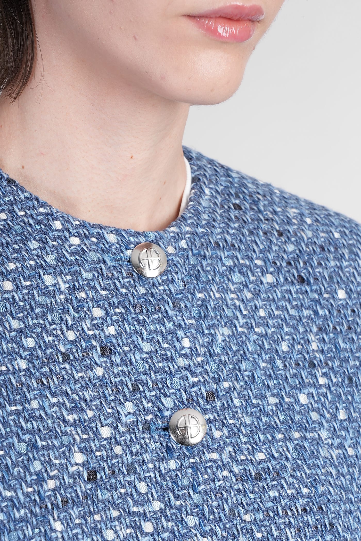 ANINE BING AMBER CASUAL JACKET IN BLUE COTTON
