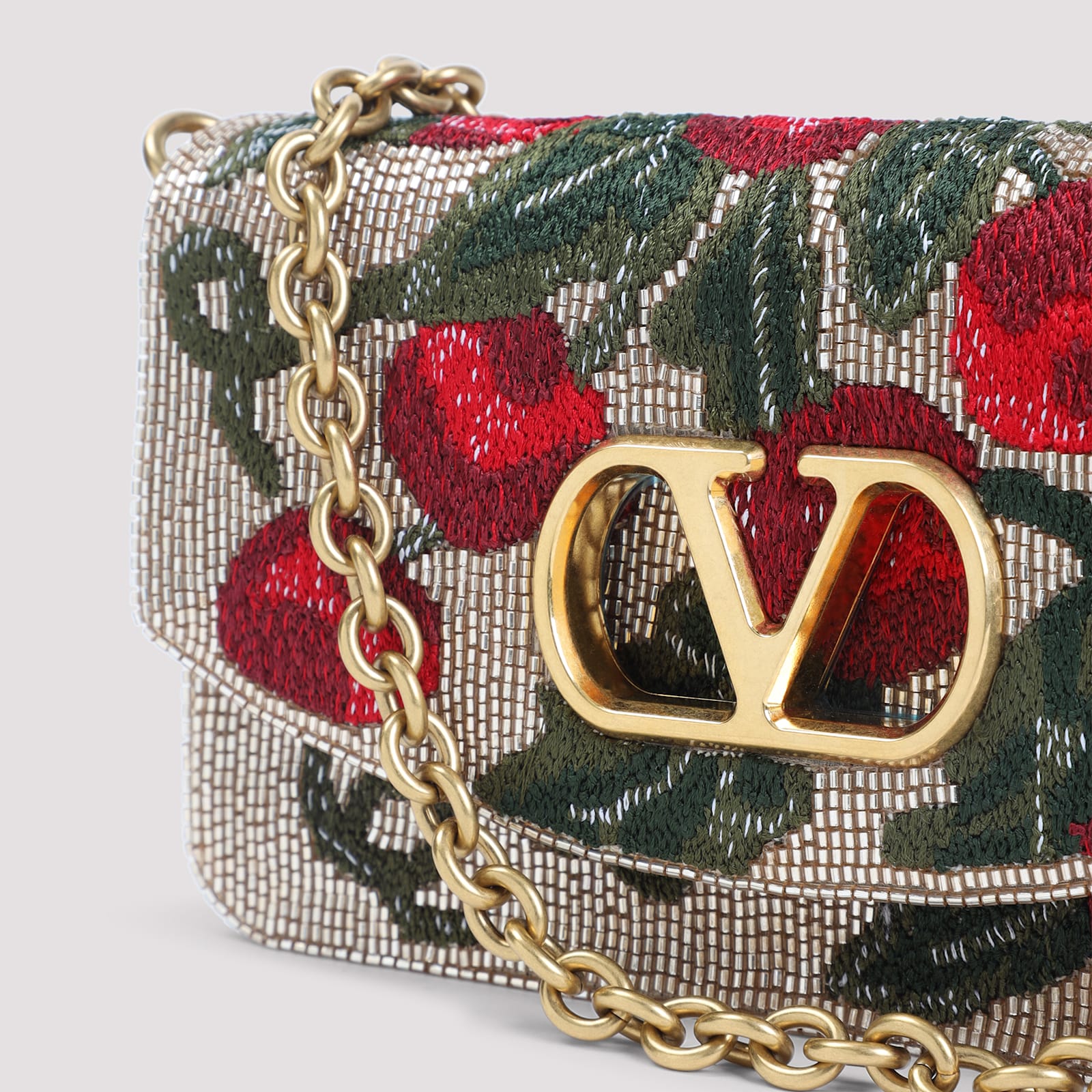 Valentino Garavani Vain Cherry Shoulder Bag In Silver