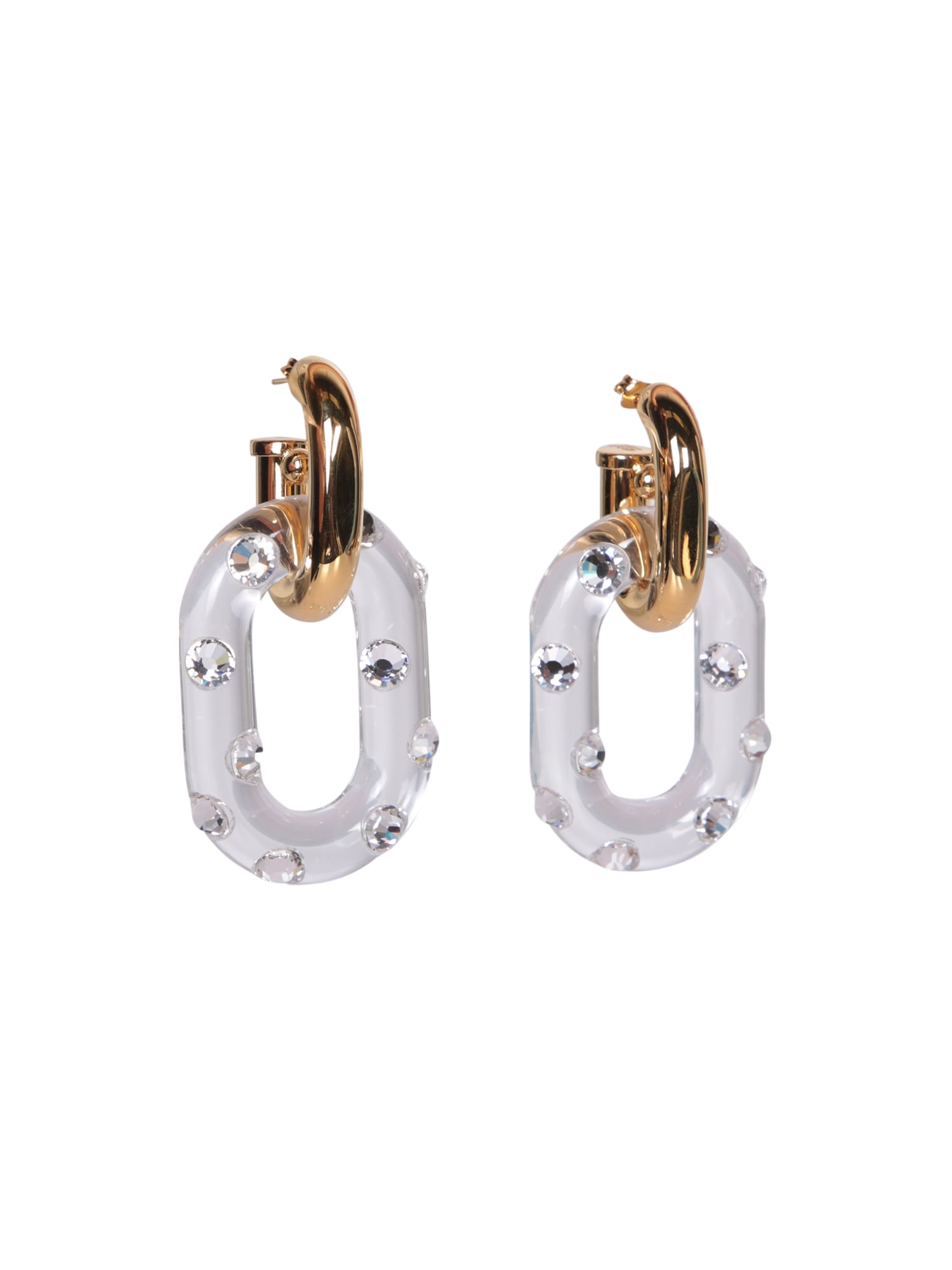 Xl Double Link Earrings Transparent And Gold