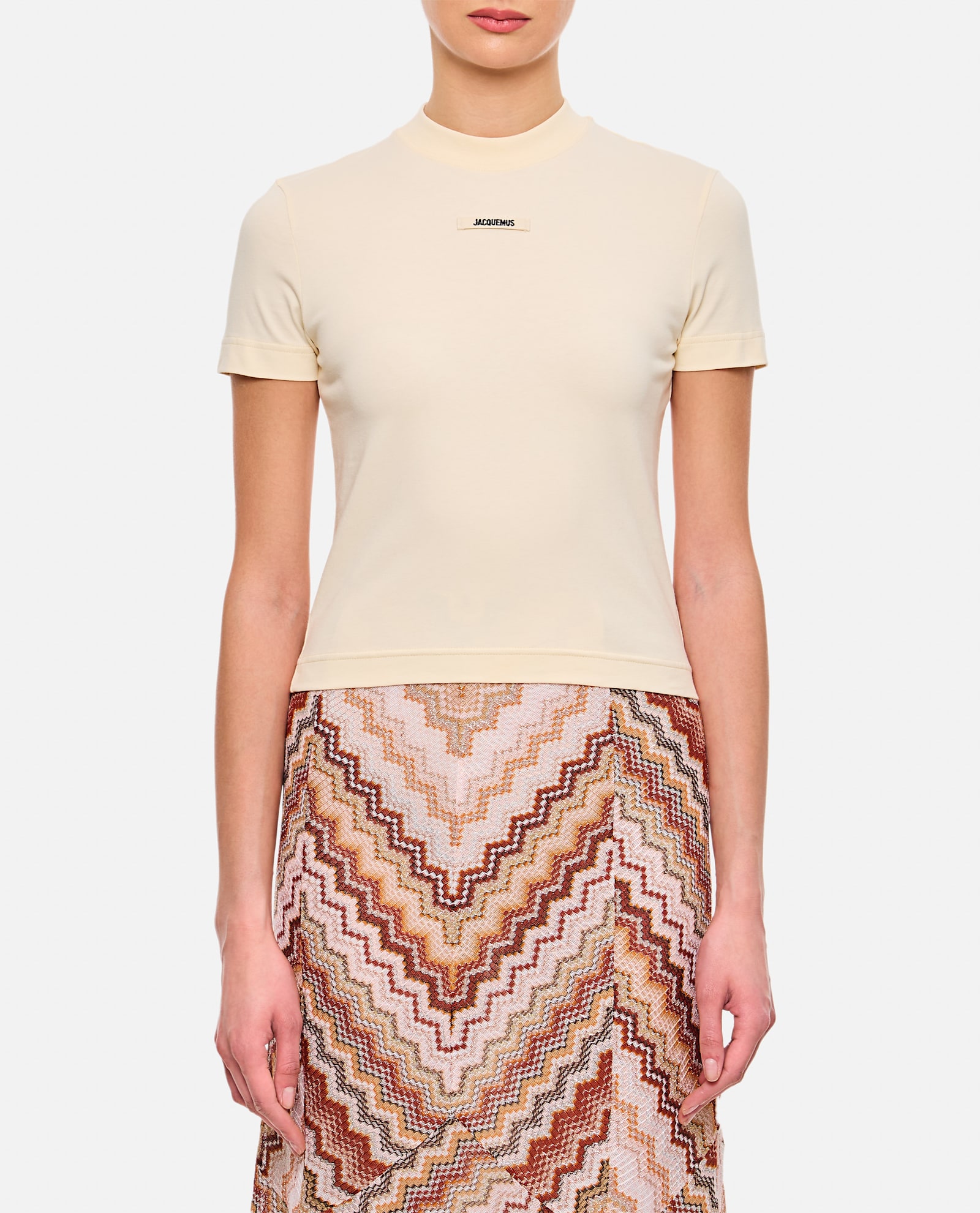 Jacquemus Gros Grain Crew Neck Cotton Blend Top In Neutral