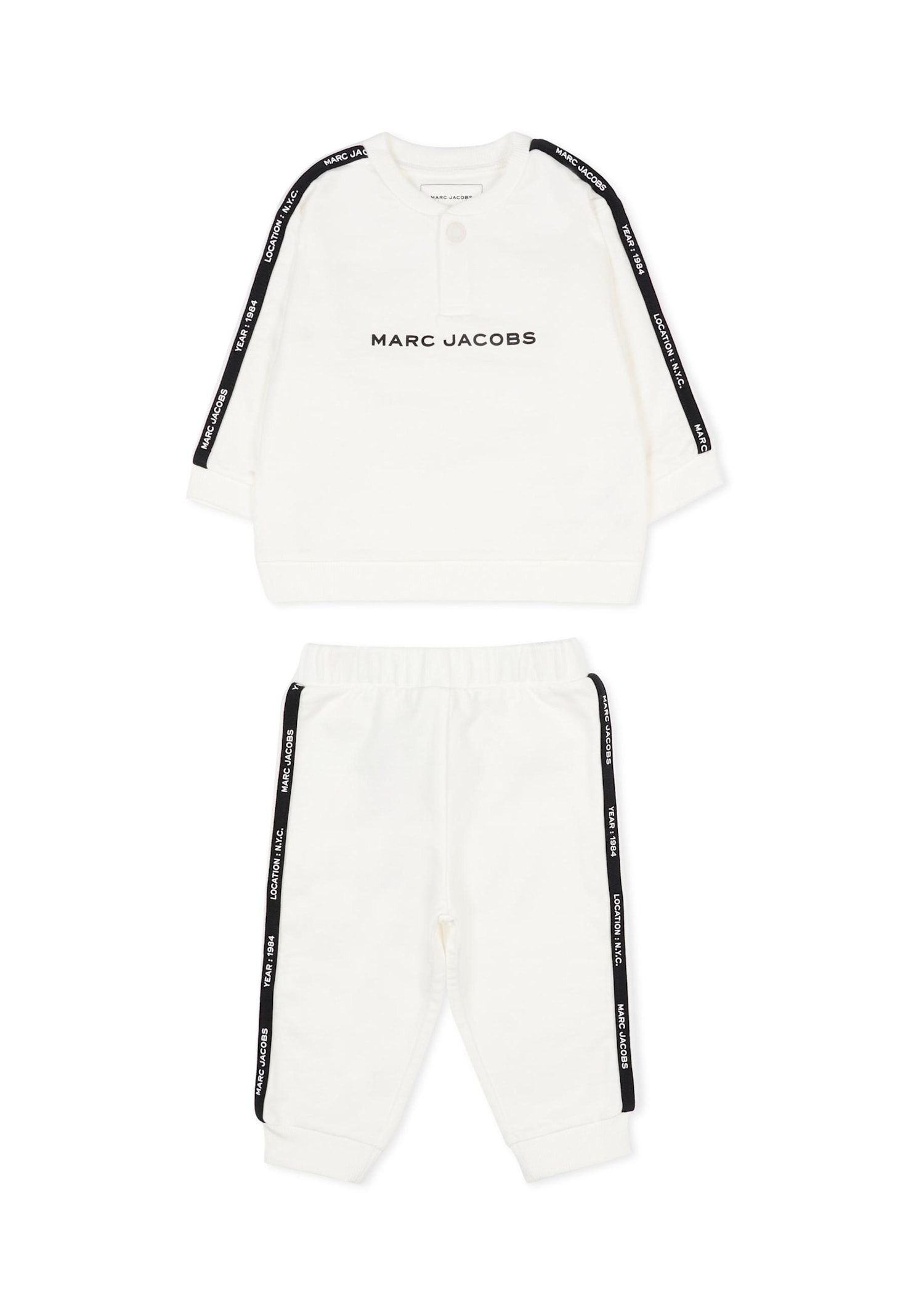 Marc Jacobs Ivory Suit For Baby Boy With Logo In White