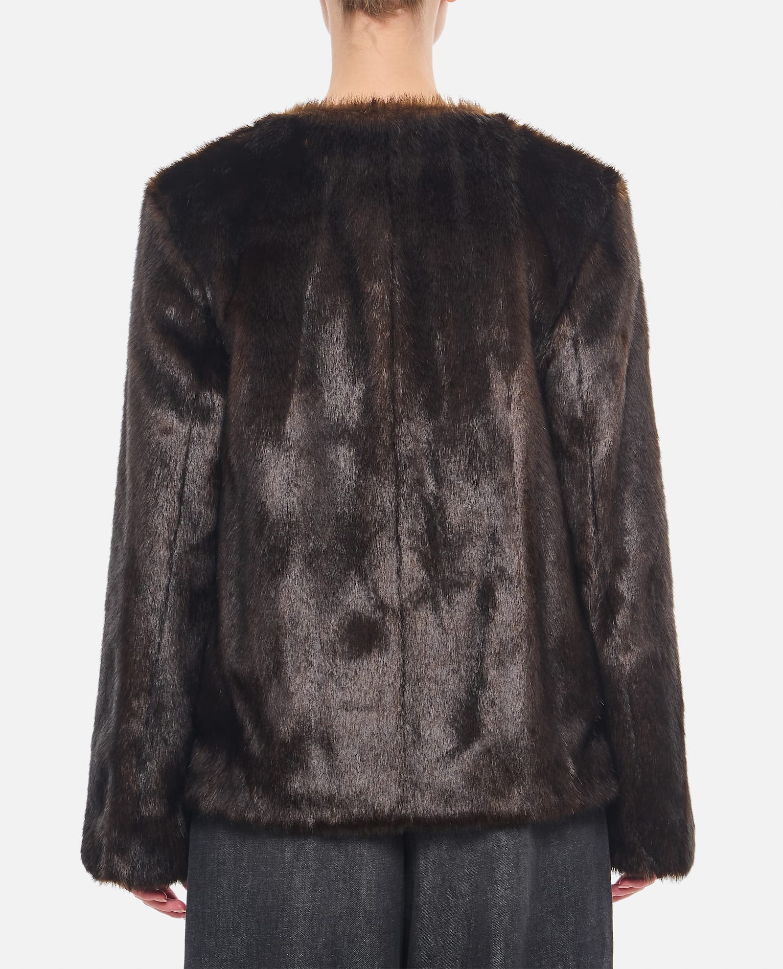 Shop Loulou Studio Faux Fur Short Coat In Brown