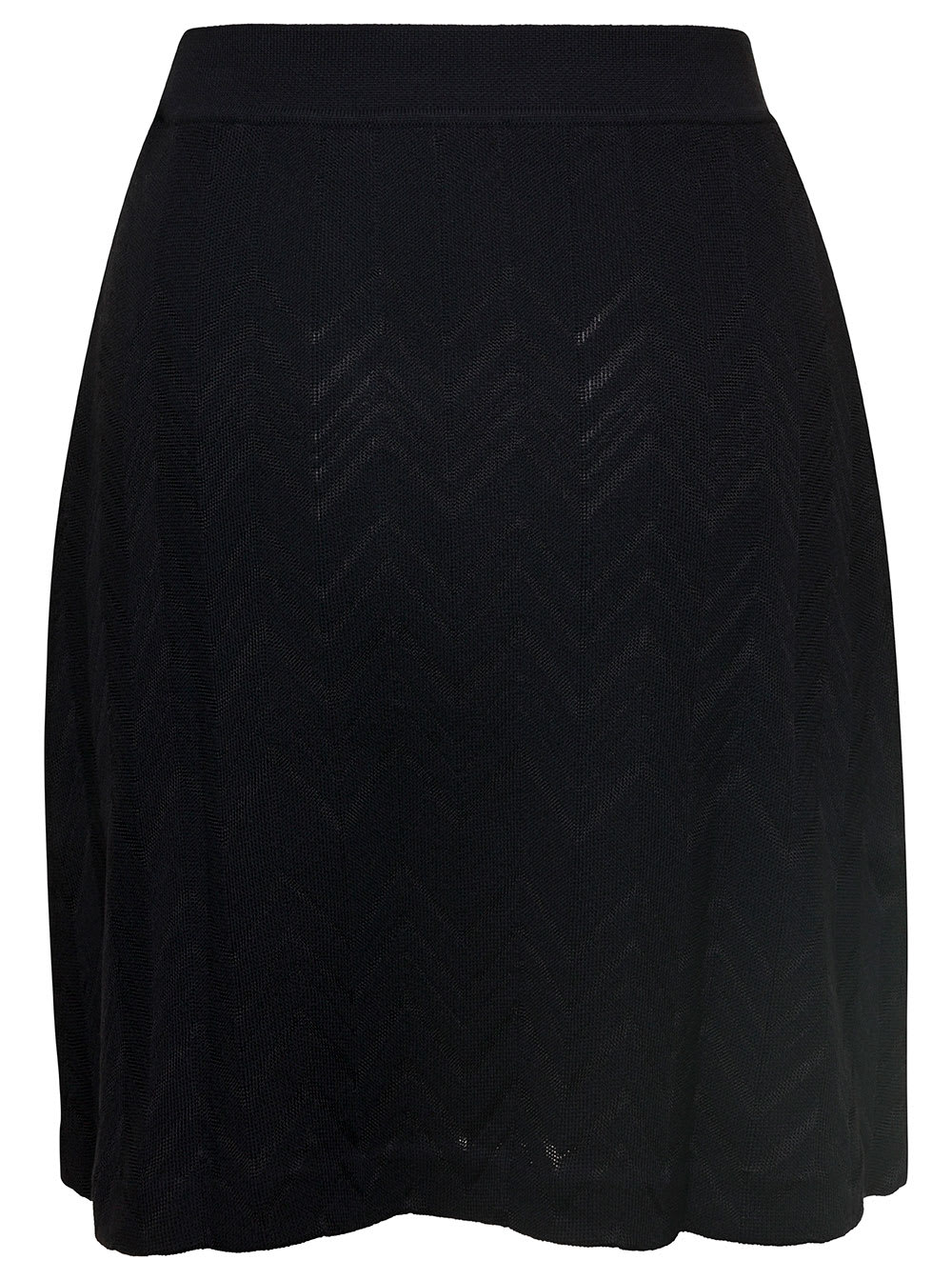 Shop Missoni Wool Viscose Solid Colored Chevron Mini Skirt In Black