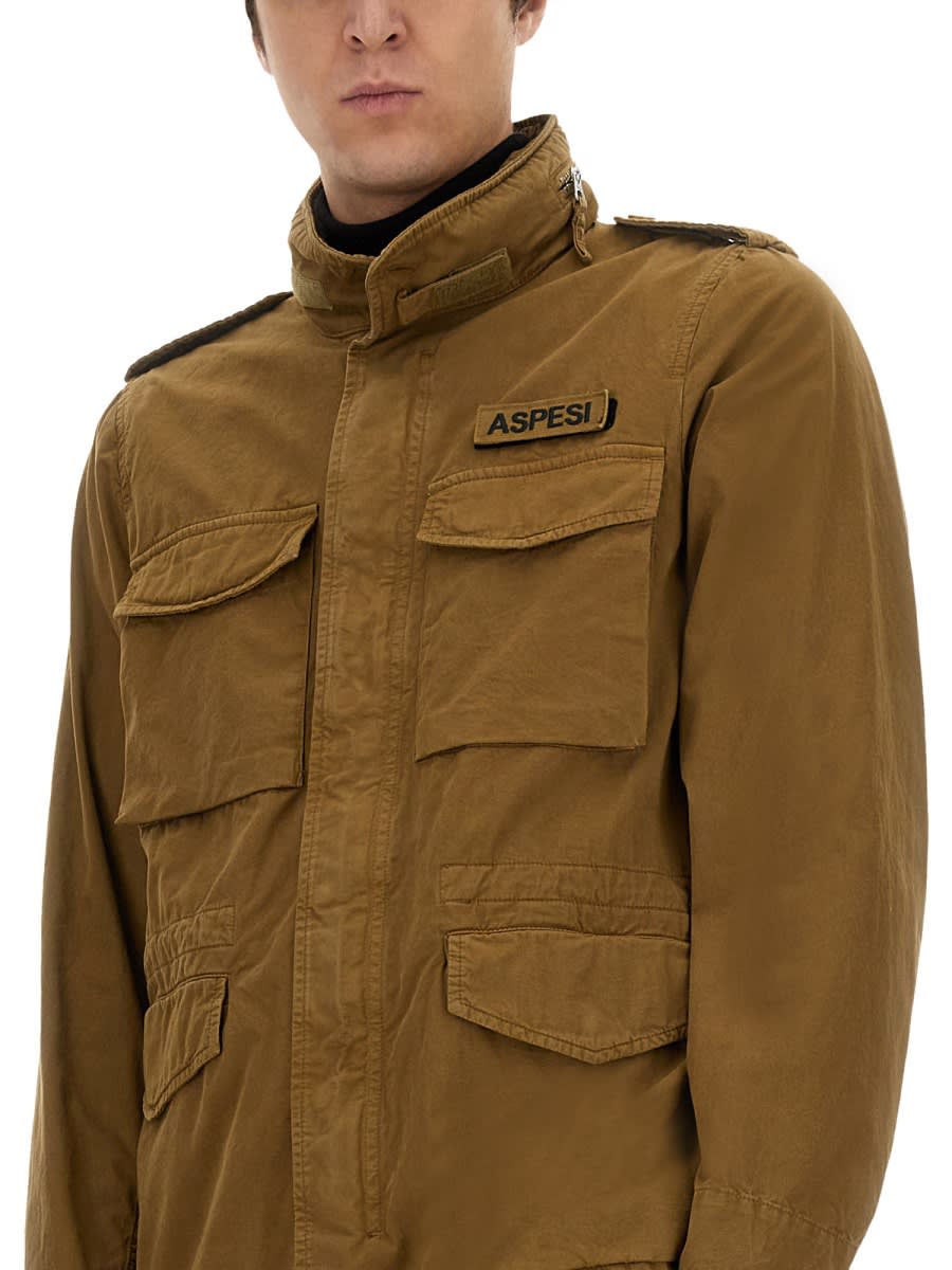 Aspesi Men's Jacket With Logo In Stone