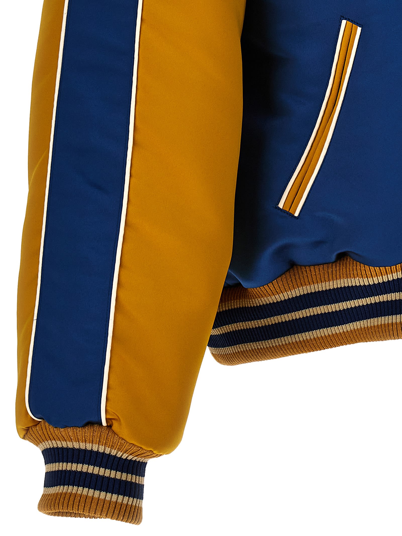 Shop Rhude Palm Eagles Souvenir Bomber Jacket In Blue/yellow