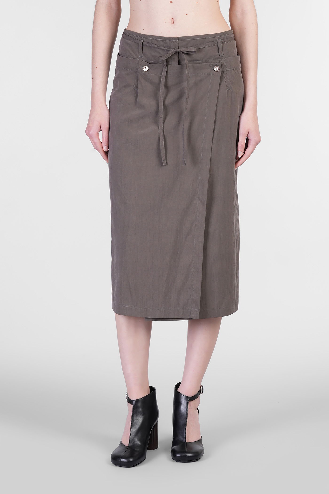 Skirt In Brown Wool And Polyester