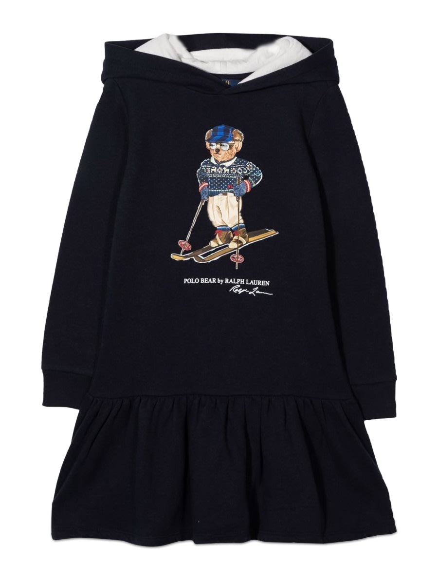 Polo Ralph Lauren Kids' Abito In Maglia Polo Bear E Big Pony In Blue
