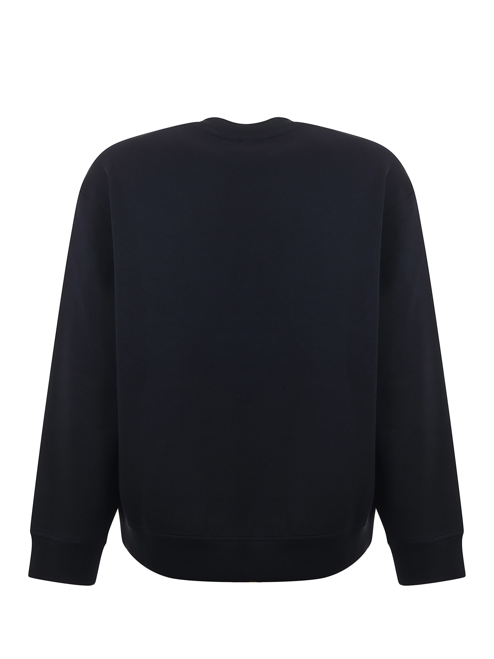 Emporio Armani Blue Crewneck Sweatshirt With Maxi Logo Lettering On The Front In Cotton Blend Stretch Man In Blue