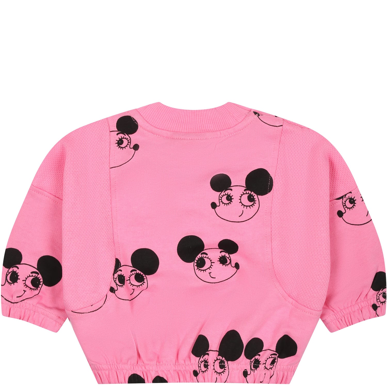 Shop Mini Rodini Light Blue Sweatshirt For Baby Boy With Mice In Pink