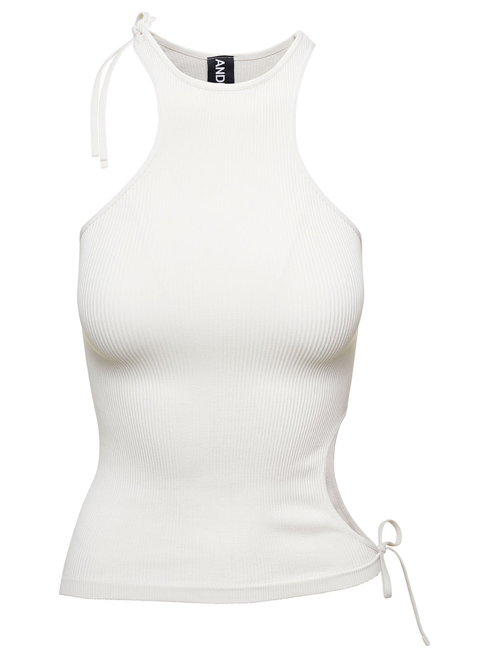 ANDREÄDAMO WHITE TANK TOP WITH CUT-OUT AND LACES IN STRETCH POLYAMIDE WOMAN