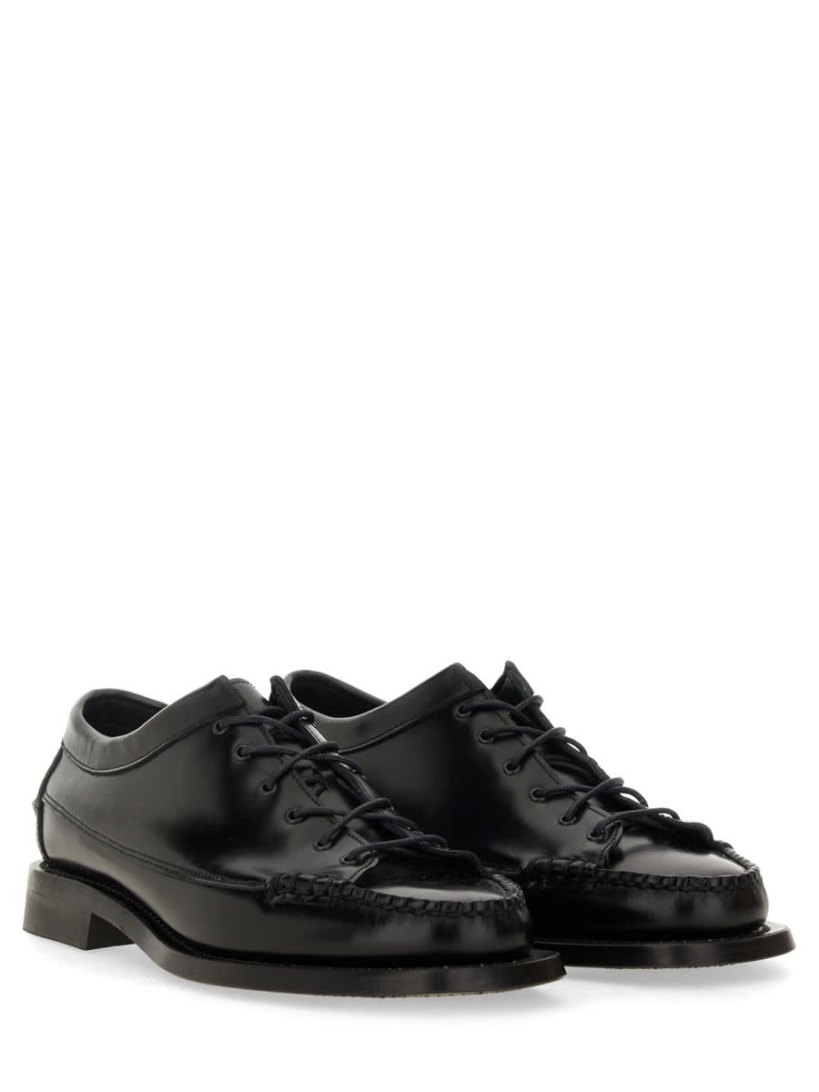 Hereu Squared Leather Moccasin Shoes For Men In Black