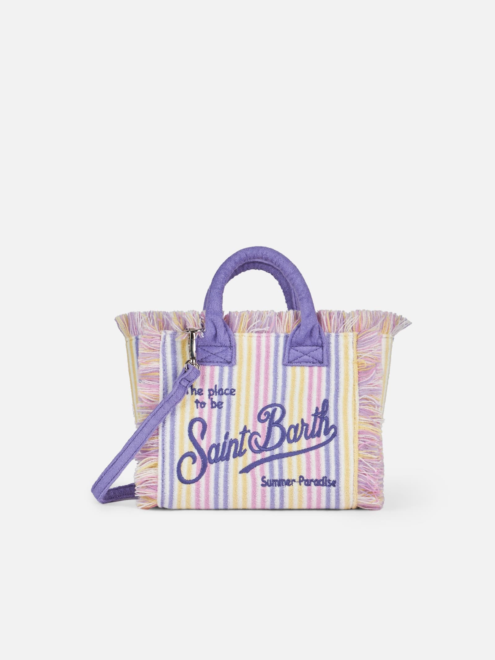Mc2 Saint Barth Striped Terry Embossed Mini Vanity Bag In Rigato