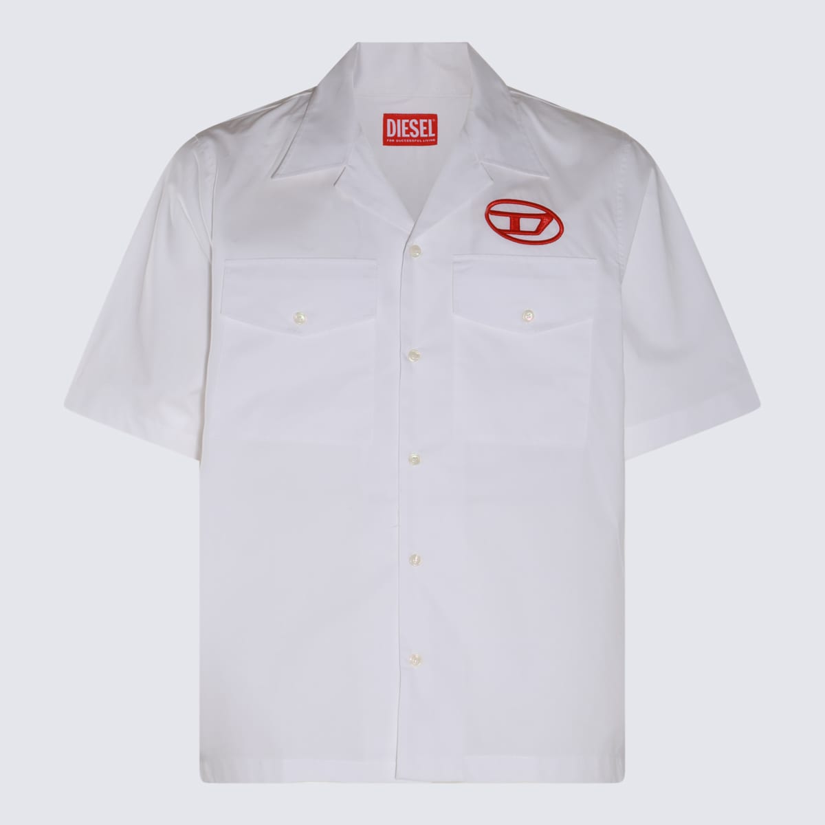 Diesel White And Red Cotton Shirt