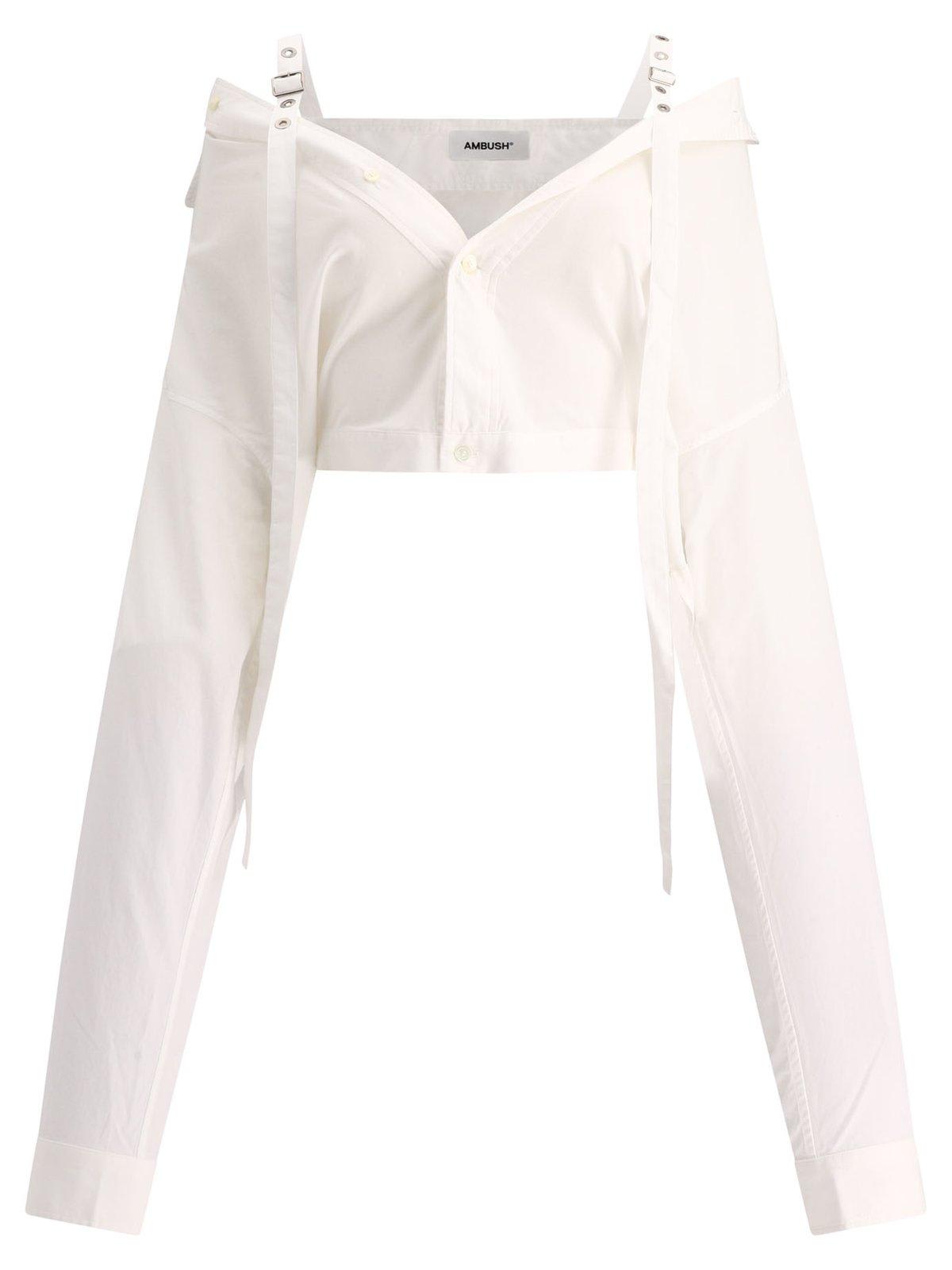 Shop Ambush Off-shoulder Cropped Shirt In White