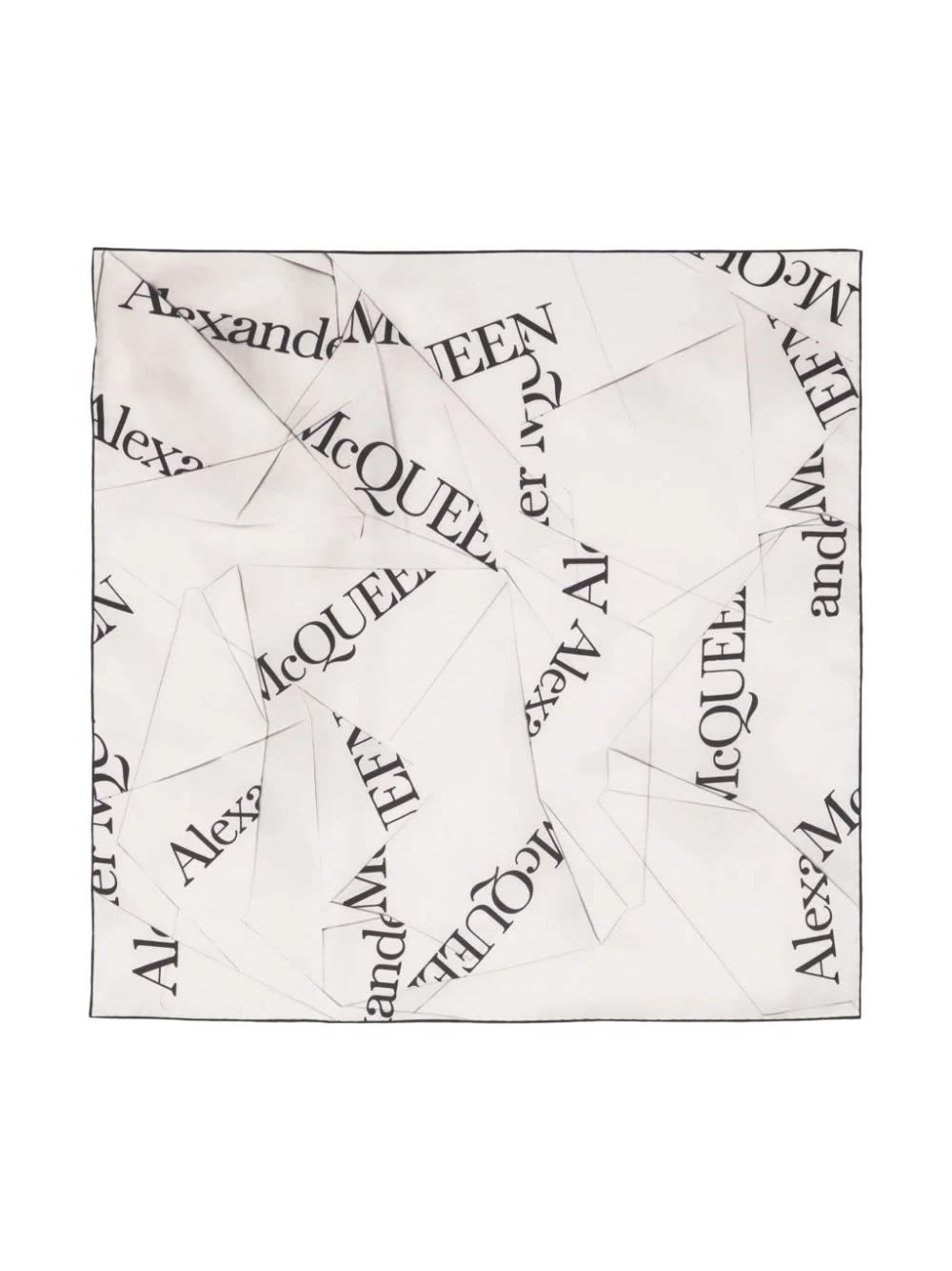 Shop Alexander Mcqueen Ivory Silk Scarf With Logo In White