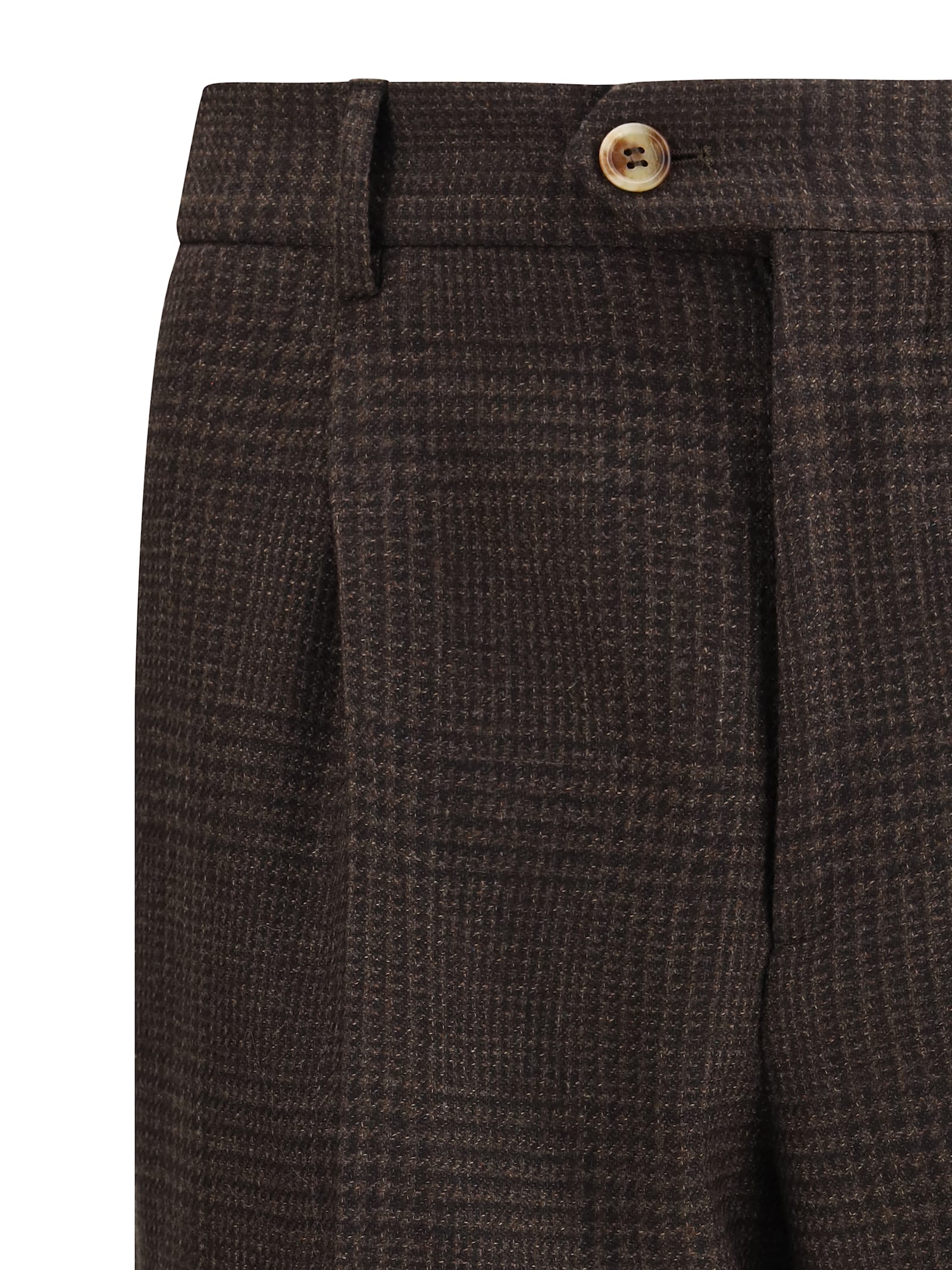 Brunello Cucinelli Prince Of Wales Trouser In Brown