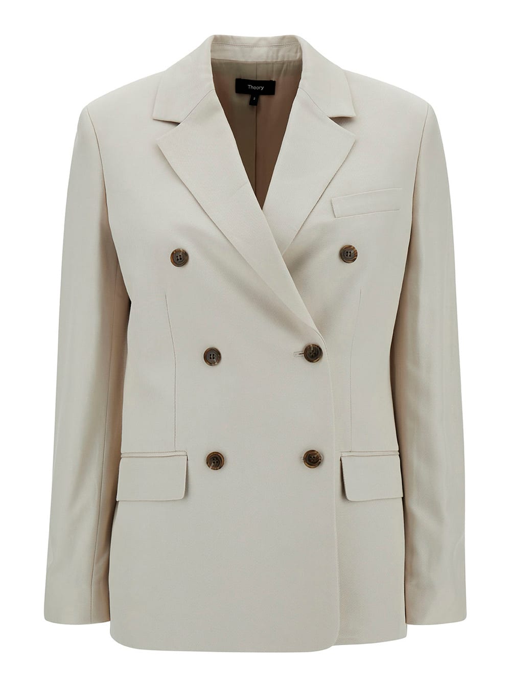 Off-white Double-breasted Jacket With Notched Revers In Viscose Woman