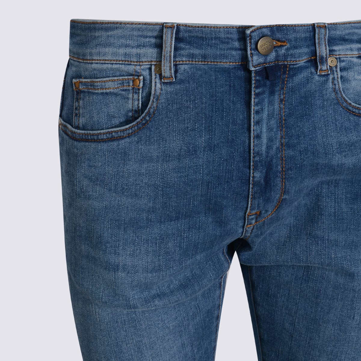 Incotex Straight Leg Five-pocket Trousers With Belt Loops In Blue