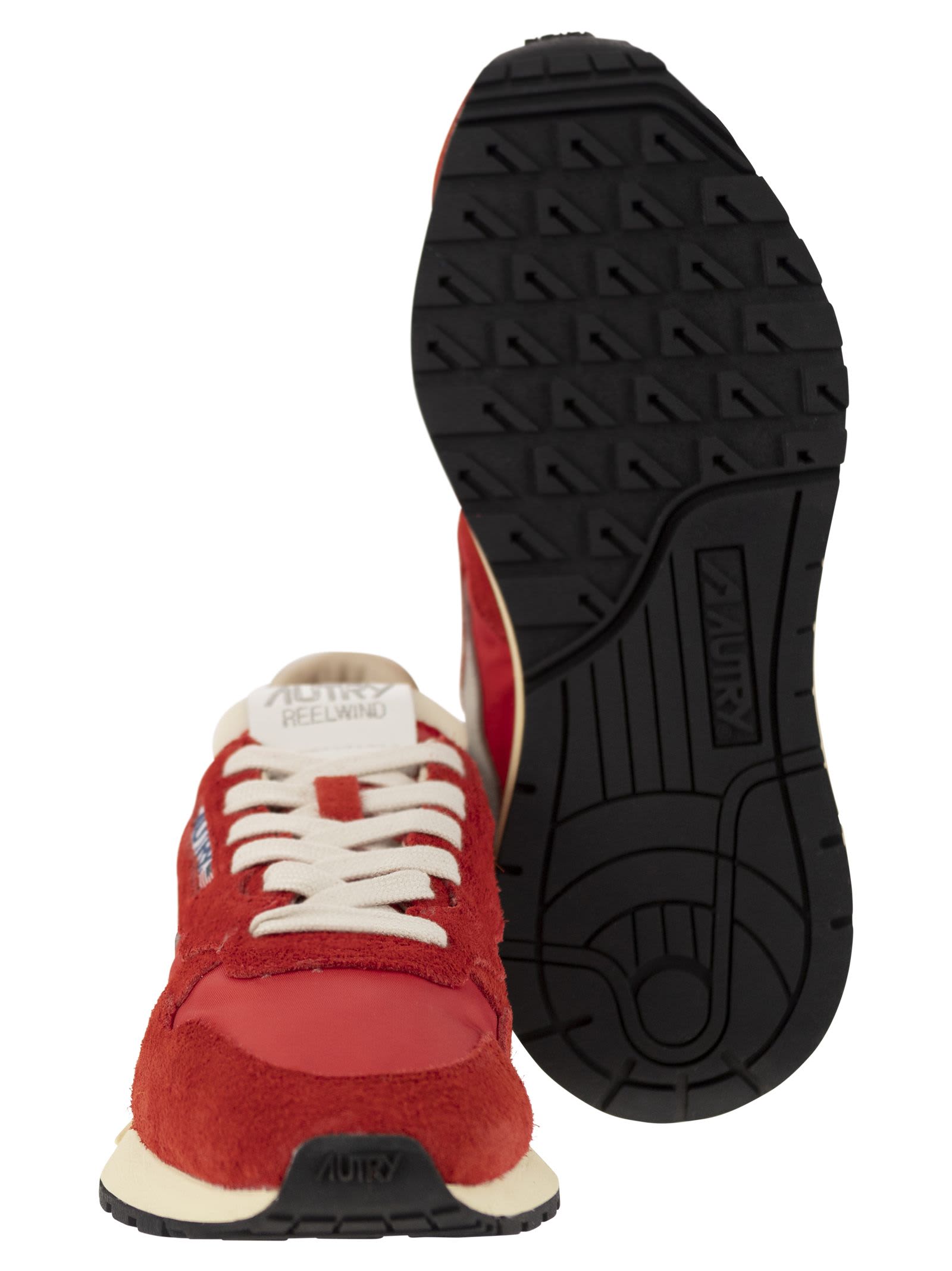 Autry Sneakers Reelwind Low In Nylon And Suede Red In Red