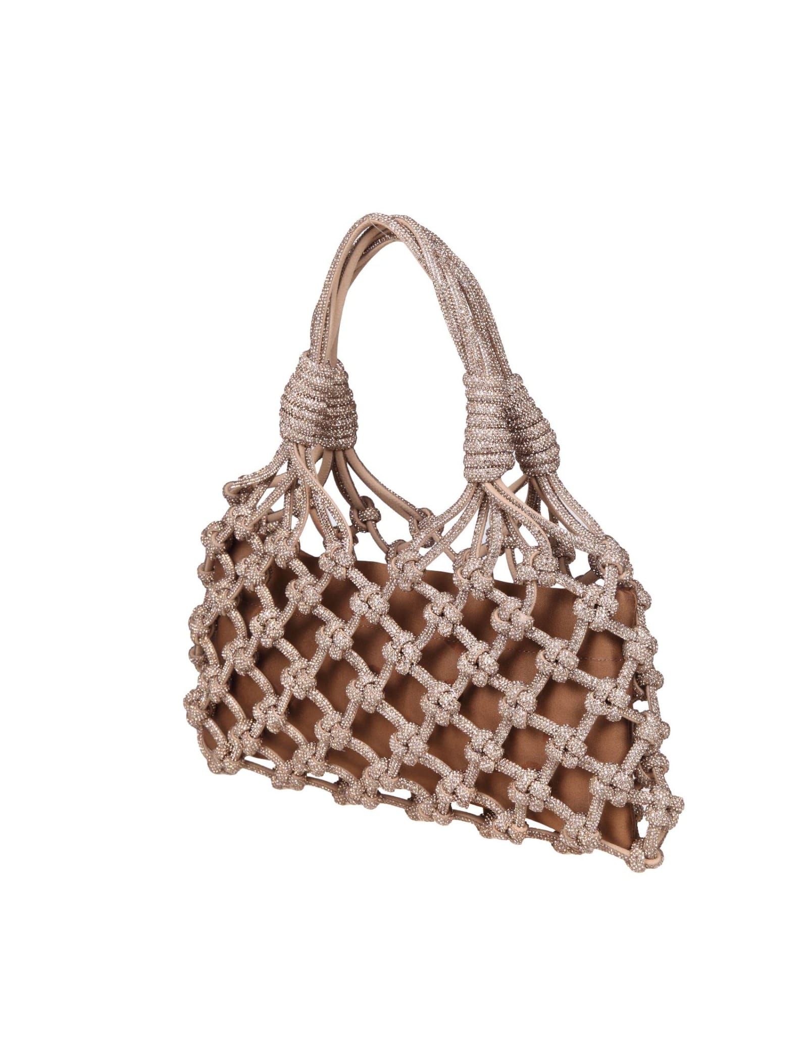Shop Hibourama Lola Baguette Jewel Bag Woven With Crystals In Topaz