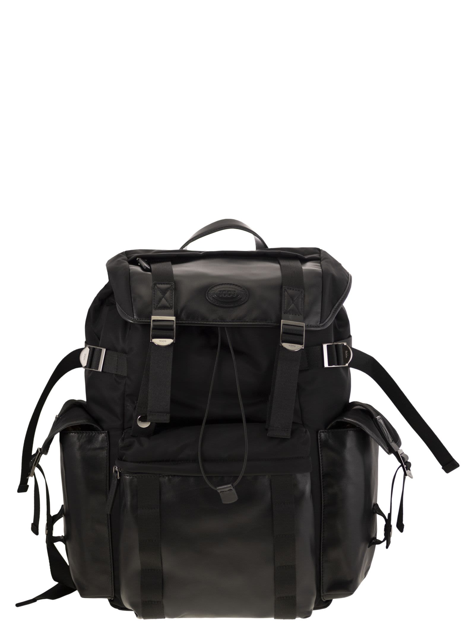 Medium Leather And Fabric Backpack