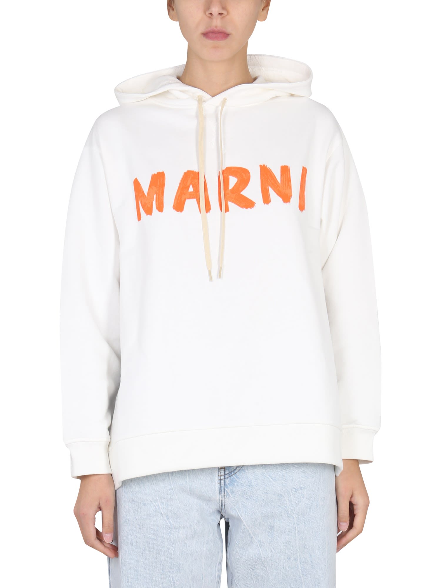 Marni Women's Logo Hoodie In Bianco
