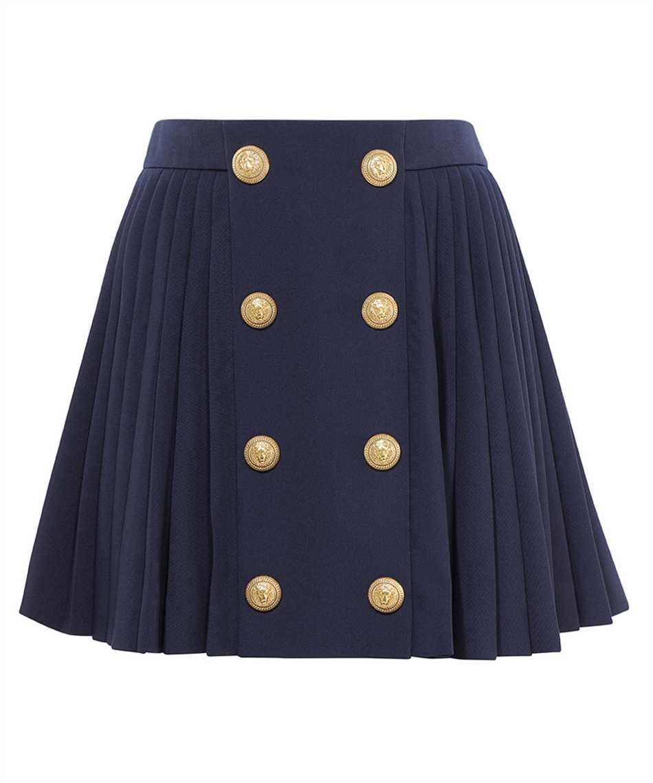 Shop Balmain Pleated Mini Skirt In Blue