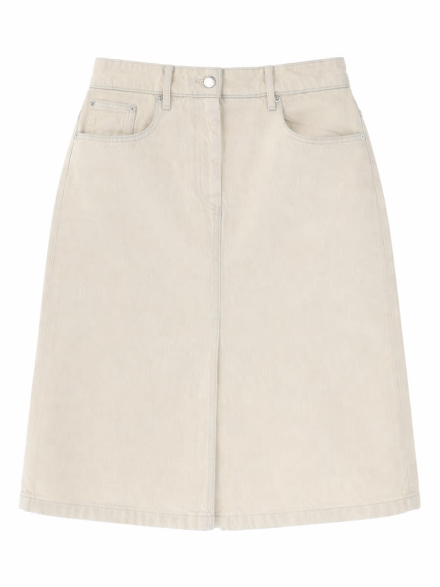 Apc Denim Midi Skirt In Brown